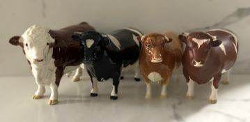 Beswick, A Frisian Bull, Ch.Coodington Milt Bar; also a Herefordshire Bull; another similar Bull and