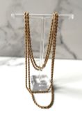 A 9 carat gold rope-twist chain necklace, 96cm long, 11g