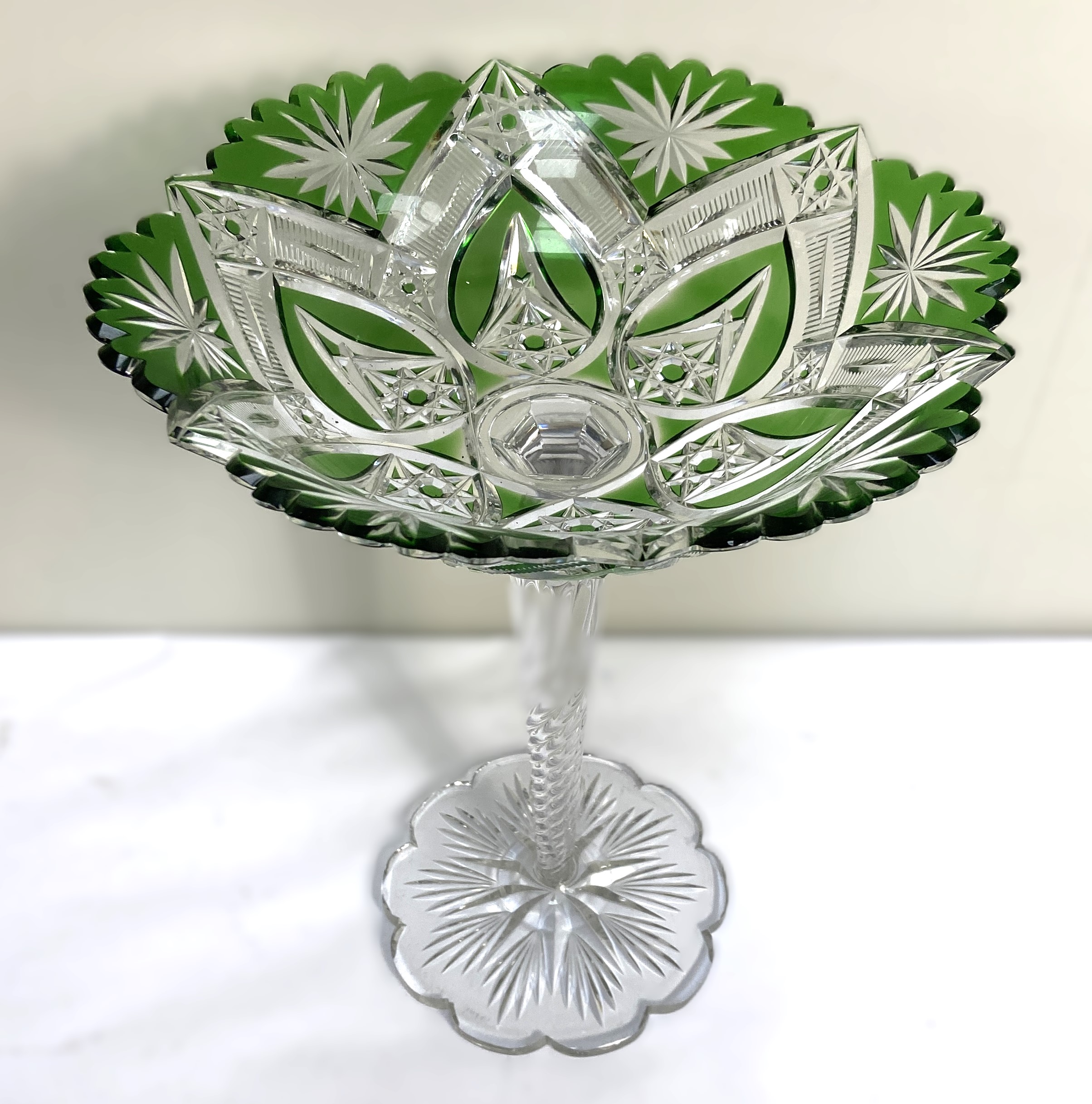 A Victorian flashed white cranberry glass table lustre, with rose decorations and clear glass drops; - Image 3 of 6