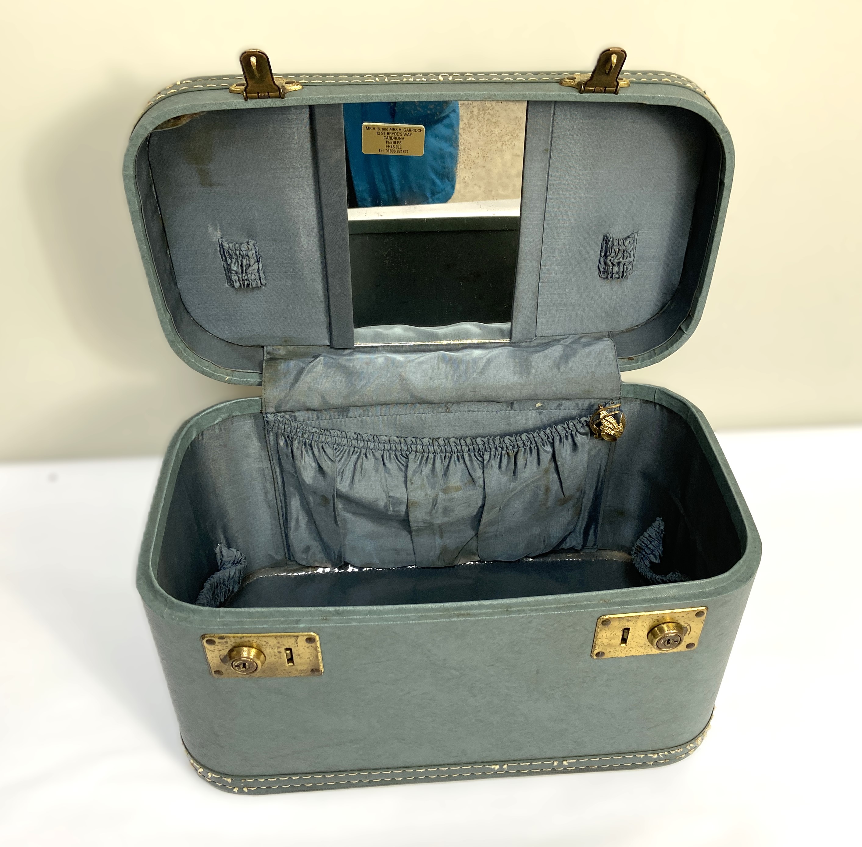 Assorted items, including an embroidered footstool, an travel vanity case, a carved figure, - Image 3 of 9