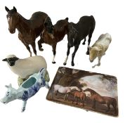 Beswick, Three ceramic horses, including ‘The Winner’, number 2421, 24cm high; also Black Beauty and