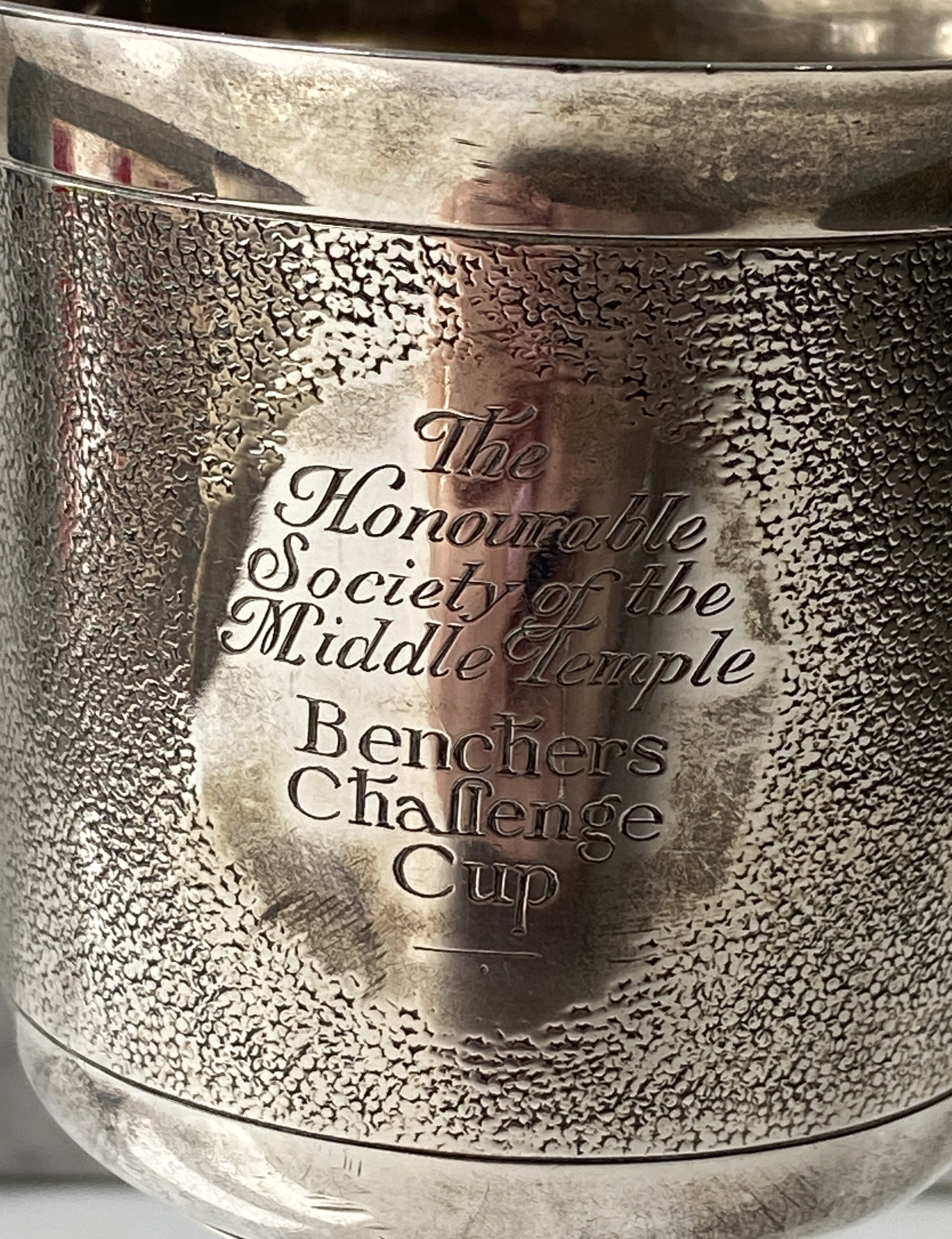 A silver goblet, hallmarked London 1933, with a matted bowl, knopped stem and circular foot, - Image 2 of 4