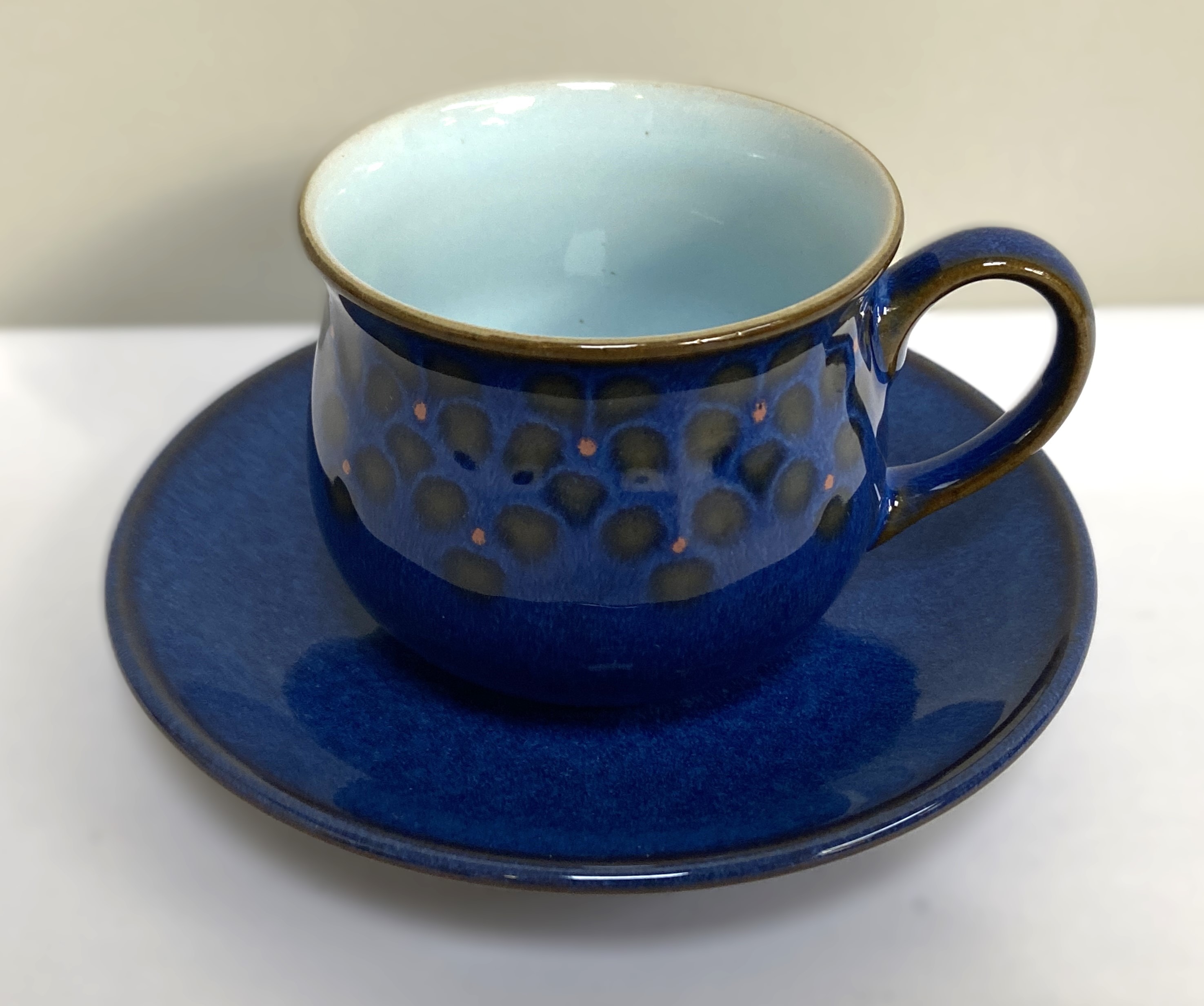 A Denby china part dinner service, in Royal blue with stylised flower decoration, with various - Image 6 of 6