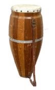 A Cuban style 'Conga' drum, 20th century, (Tumbadora Drum), made with wooden staves in traditional