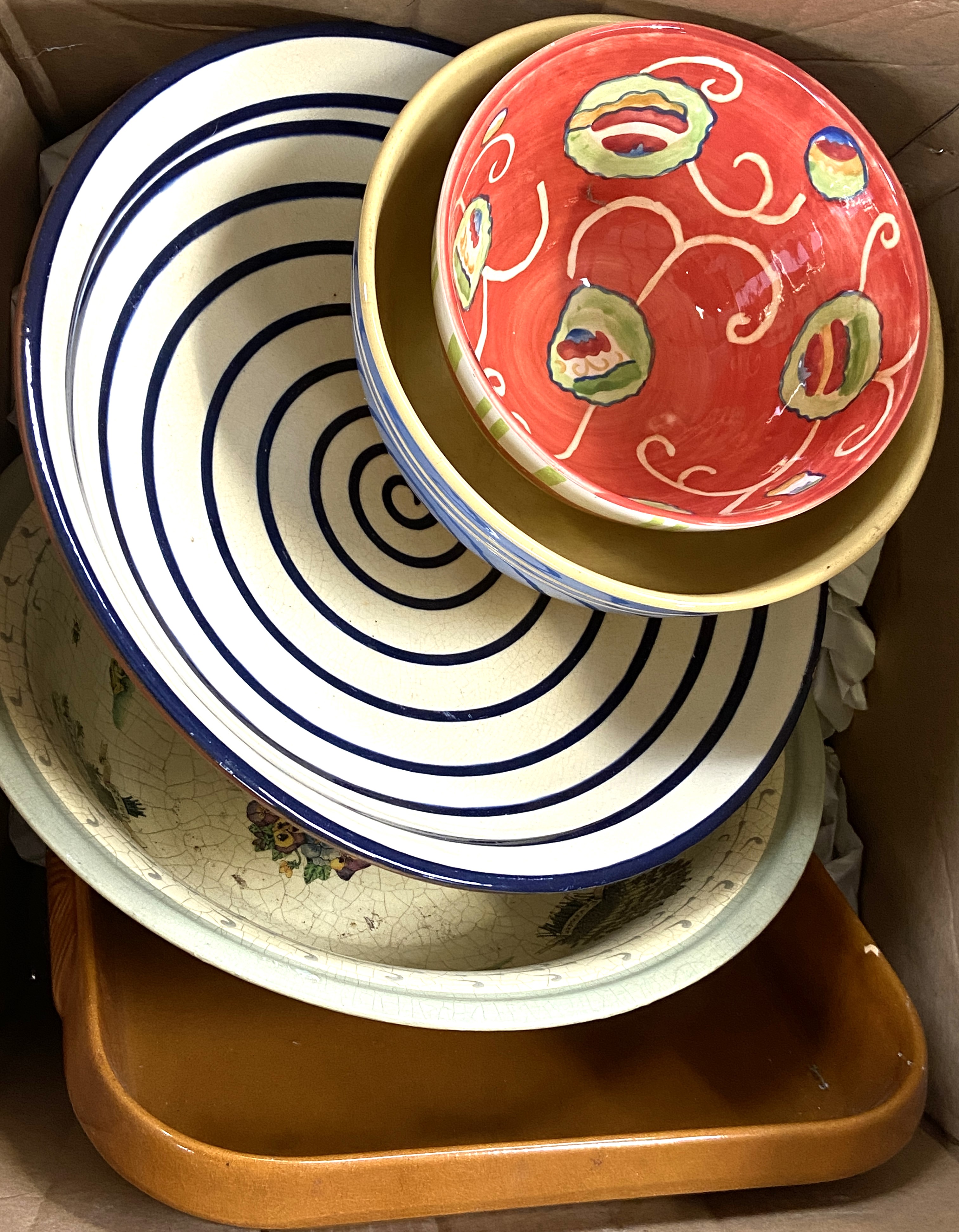 A group of large decorative bowls, including a large Botanical bowl; an pressed flower head bowl; - Image 3 of 6