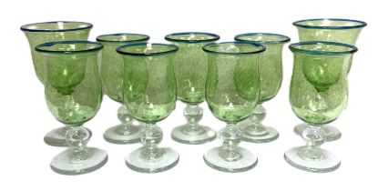 A set of Scottish glass goblets, by Lindean Mill Glassworks, circa 1983 Galashiels, each with a
