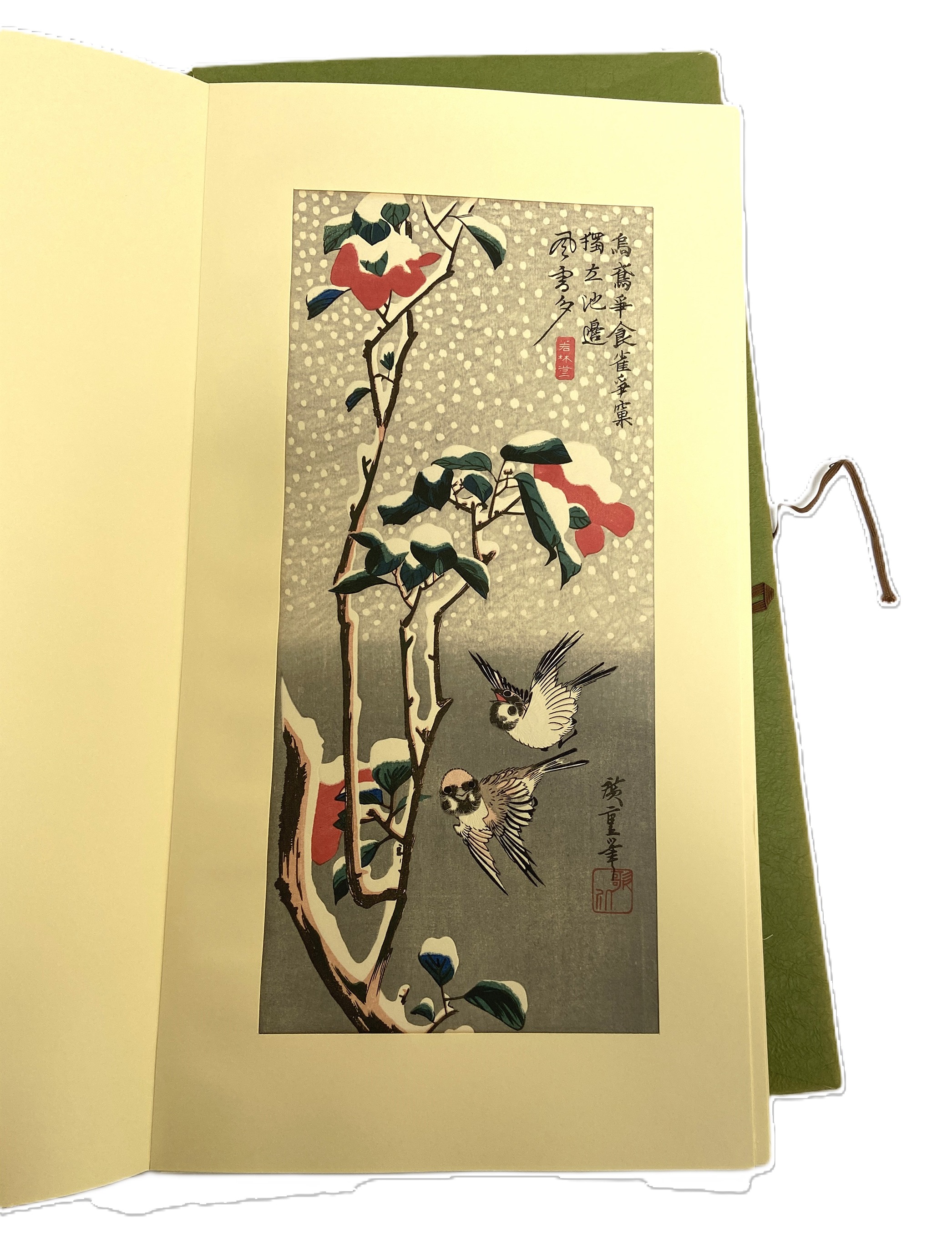 A folio of decorative Japanese prints of birds and flowers, for the Sumitomo Bank; also four vintage
