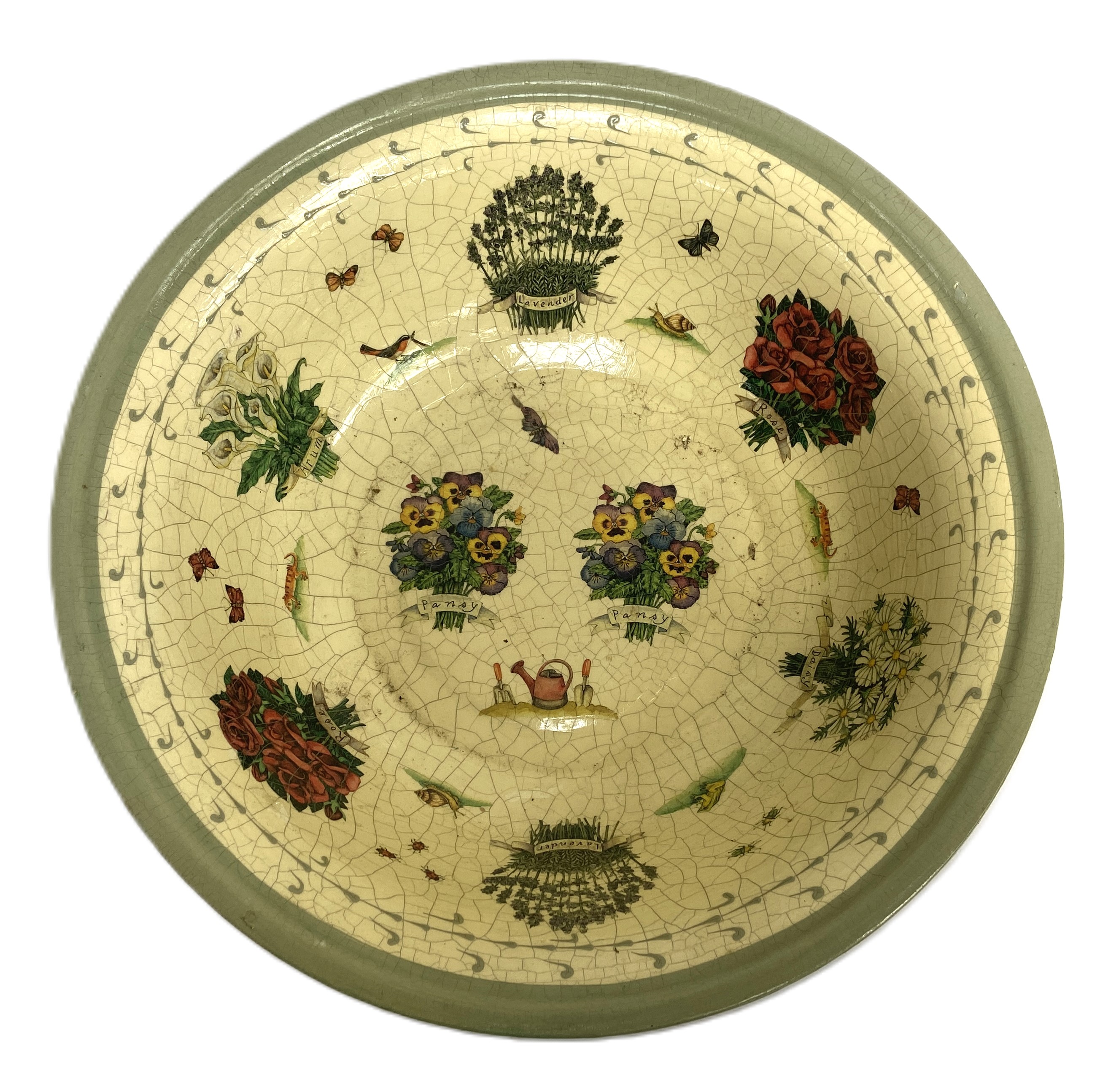 A group of large decorative bowls, including a large Botanical bowl; an pressed flower head bowl; - Image 4 of 6