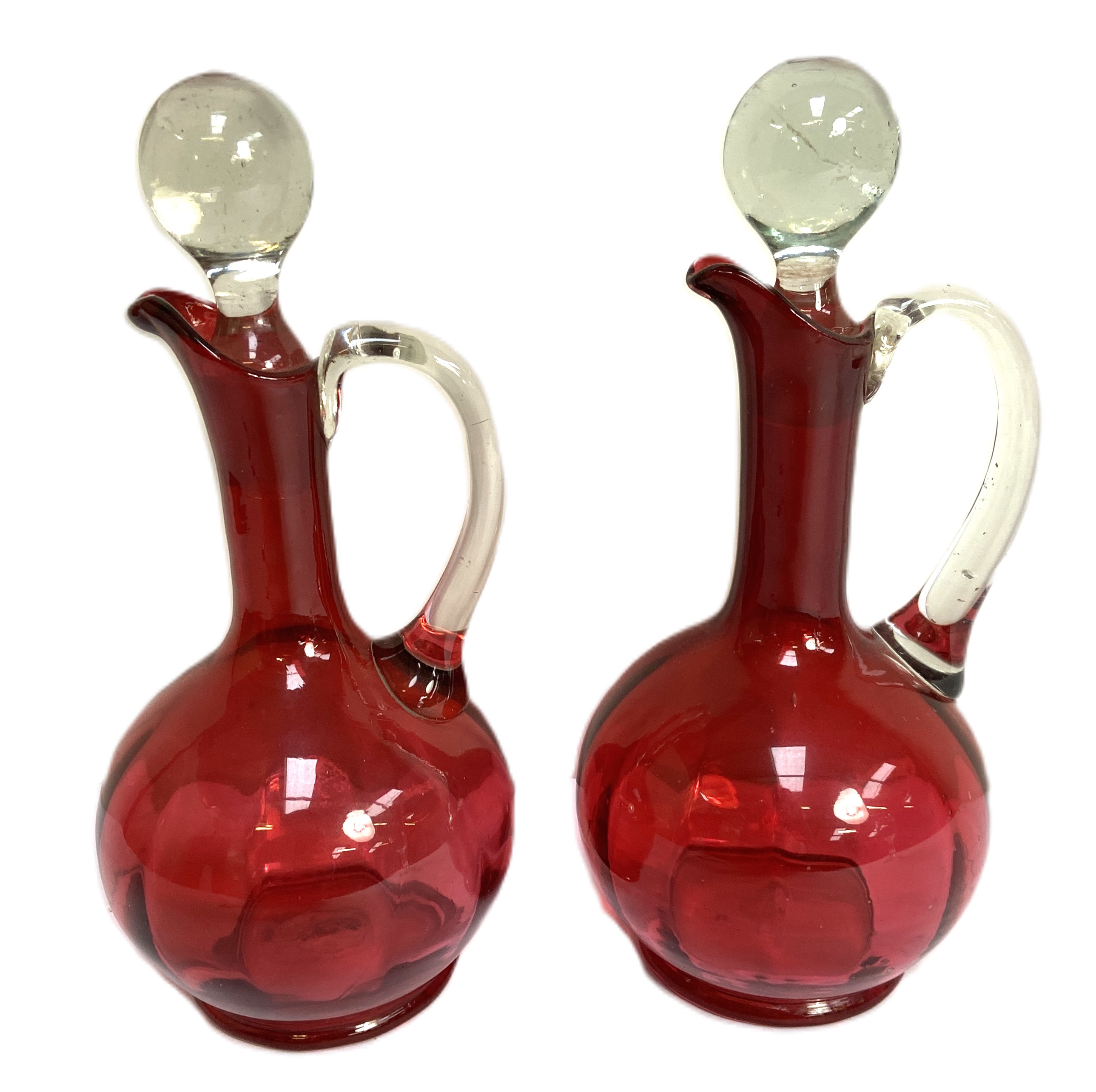 A good pair of vintage Ruby glass ewers, together with a very large glass goblet, probably mid - Image 3 of 4