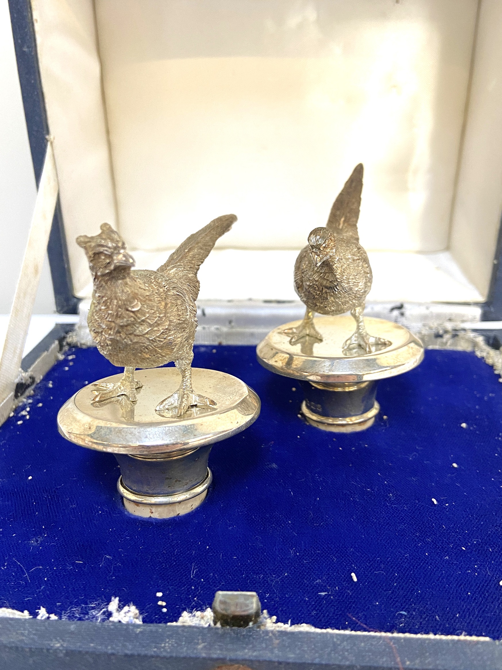 A pair of silver novelty bottle stoppers, with Cock Pheasant terminals, hallmarked London, 1982, - Image 3 of 7