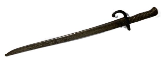 A French 1866 model Chassepot bayonet and scabbard, numbered Z 11261, probably German manufactured