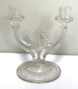 A large assortment of table glassware, including four two light candlesticks, various wine glass and