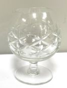 An assortment of table glassware, including a rose bowl, various brandy and wine glasses; and a