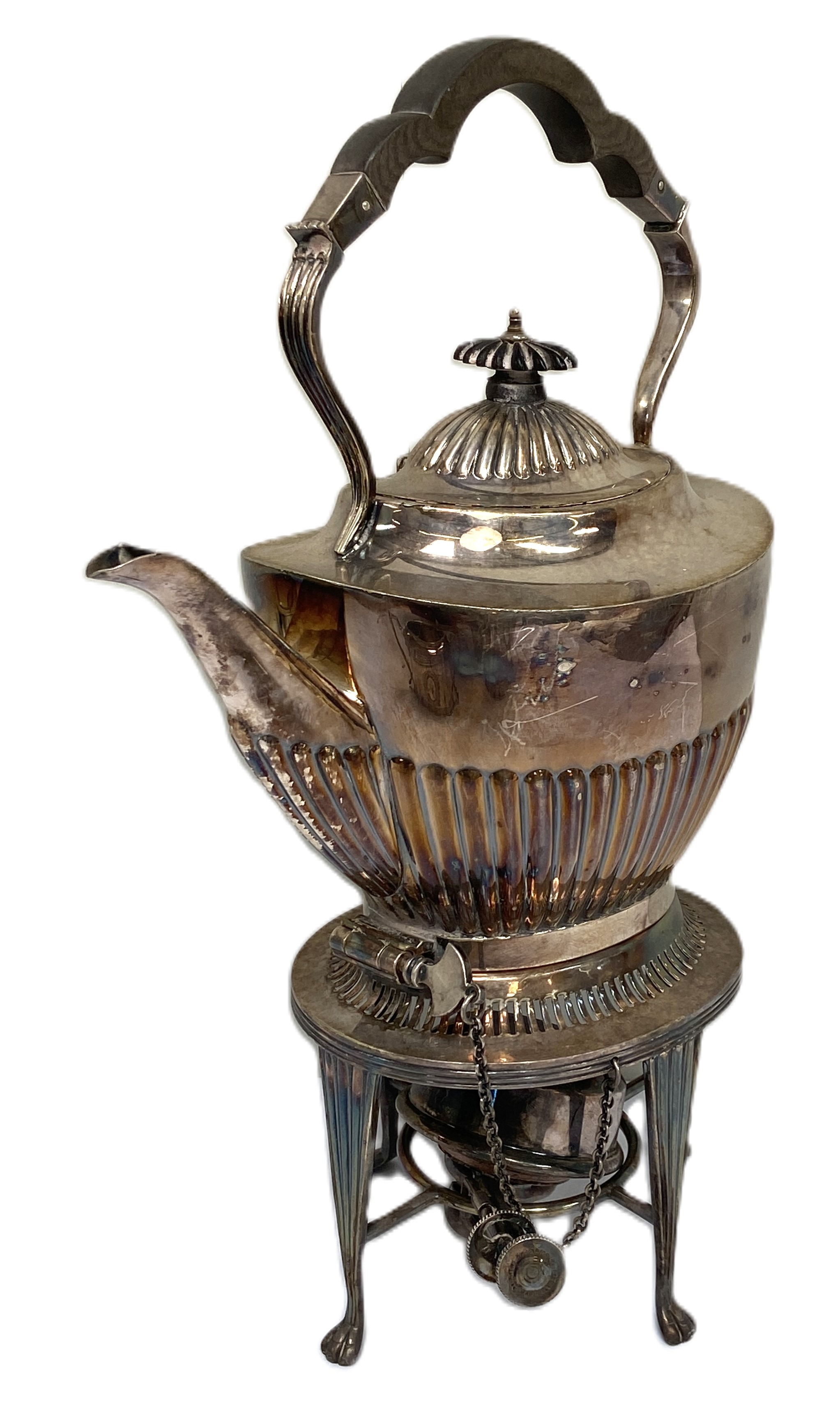 A Victorian silver plated four piece tea service, including a tea and coffee pot, jug and sugar - Image 7 of 7