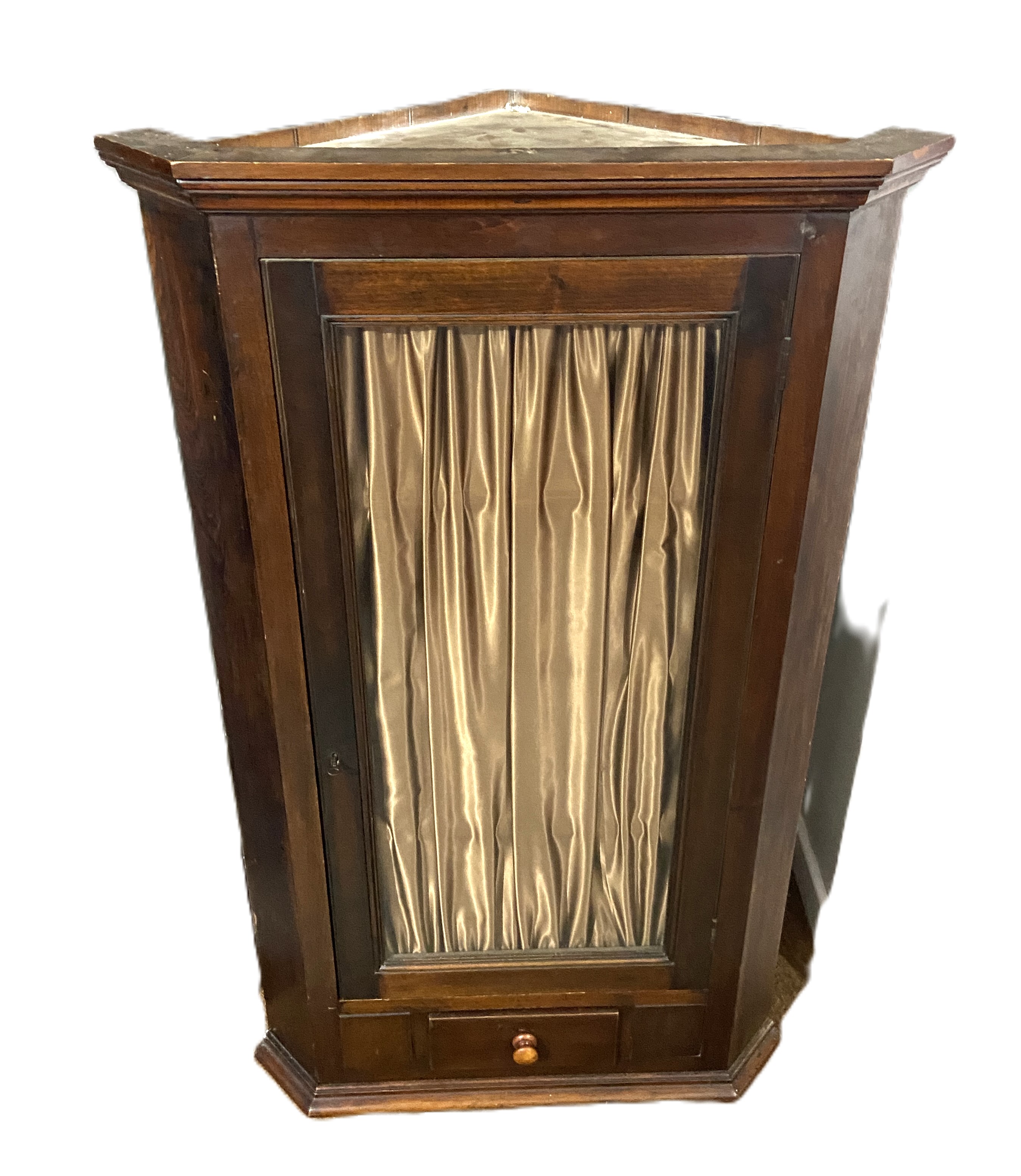 A 19th century glass fronted corner cabinet, with single drawer. 176cm high, 75cm wide - Image 2 of 4
