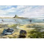 Five paintings including GILLIE WILLIAMS, British (XX/XIX), Lindisfarne,  Oil on board, signed LR;