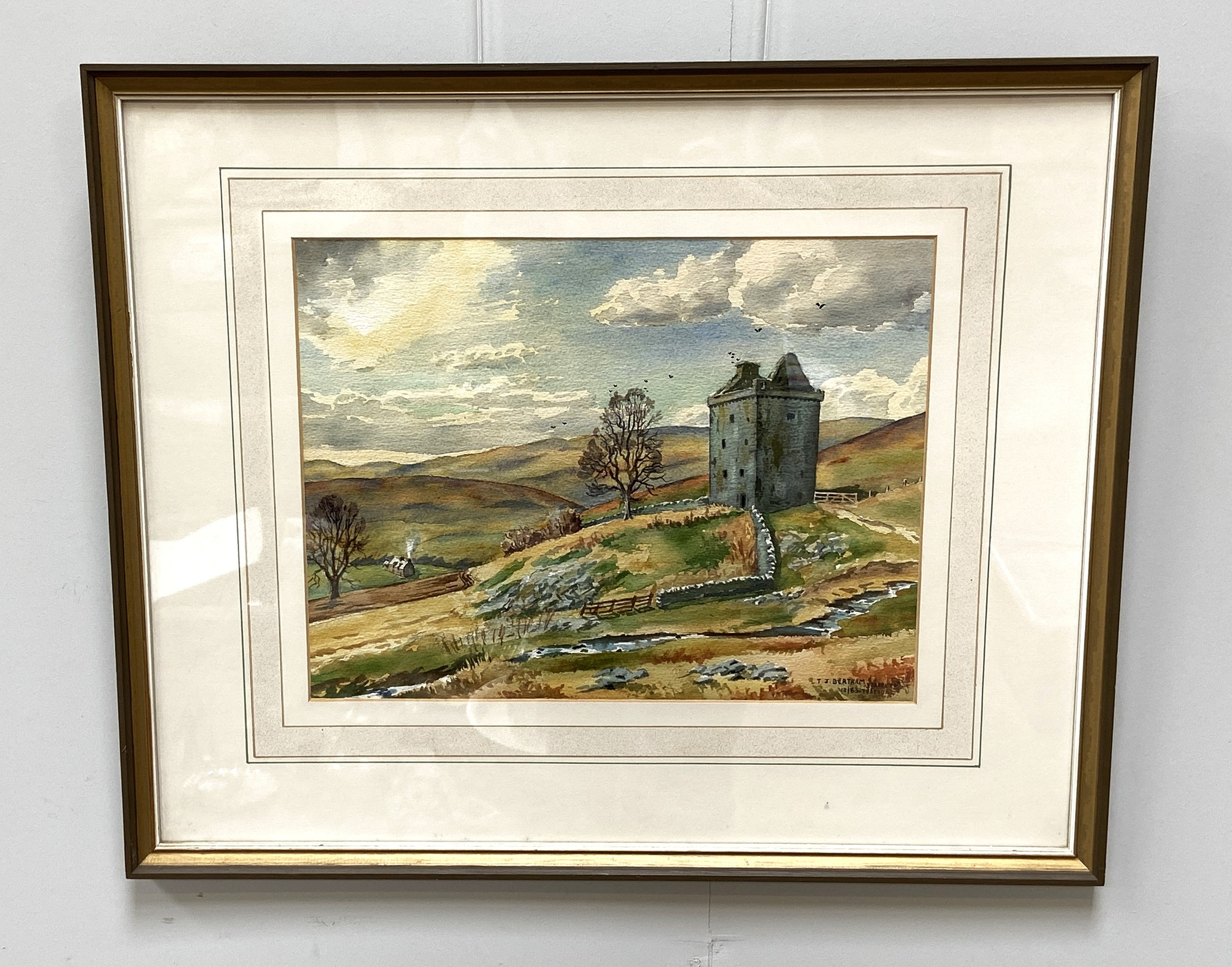 T J BERTRAM, Scottish (XX), Three paintings, including a view of Newark Tower, watercolour/ gouache, - Image 5 of 8