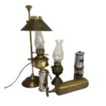 A vintage Miner’s Safety lamp; together with assorted items including an old fire extinguisher,