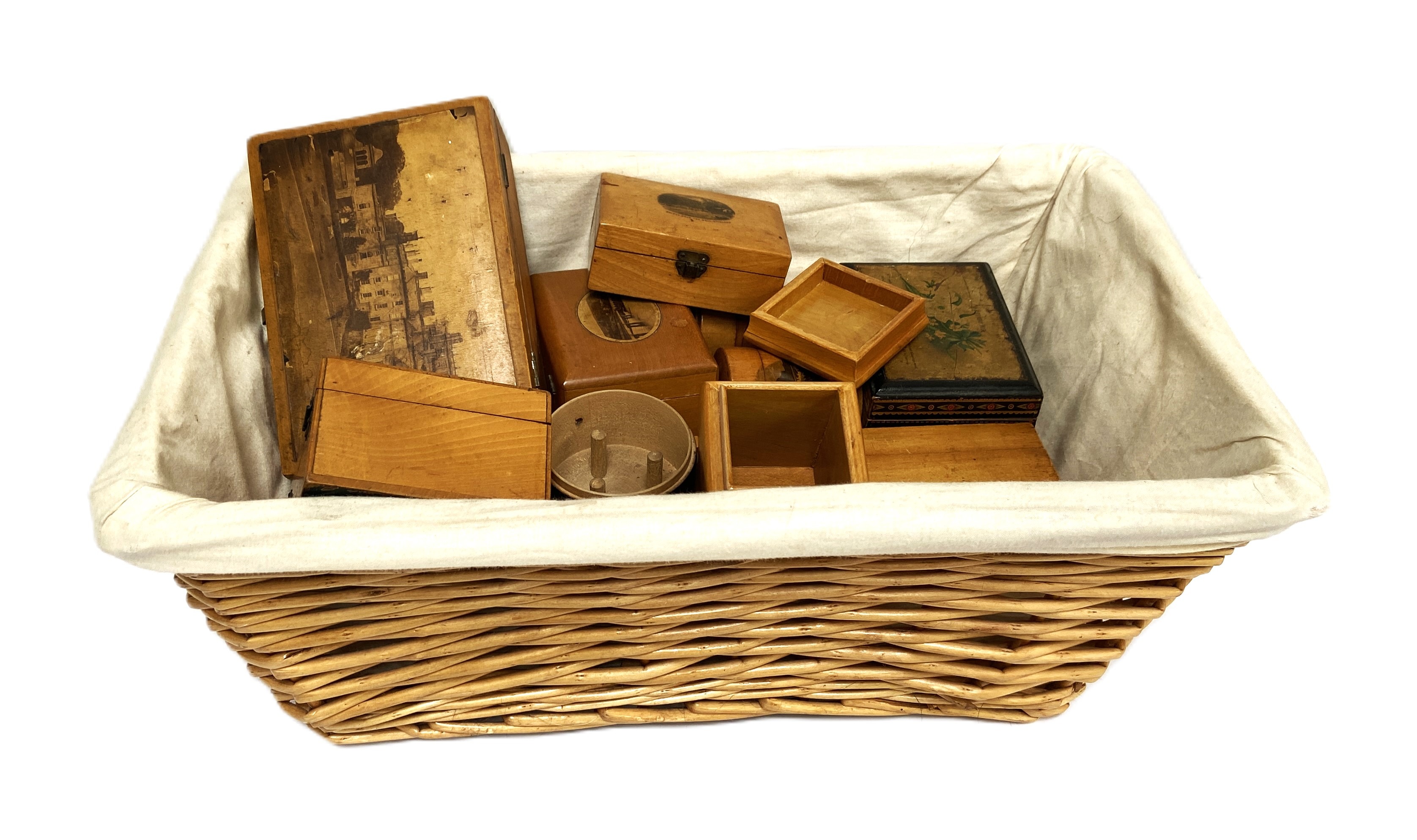 A selection of Victorian Mauchline boxes, including a glove box with print of Ruins of St Regulus, - Image 5 of 5