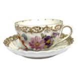 A Dresden porcelain part tea service, decorated with flowers, including a tray and other similar