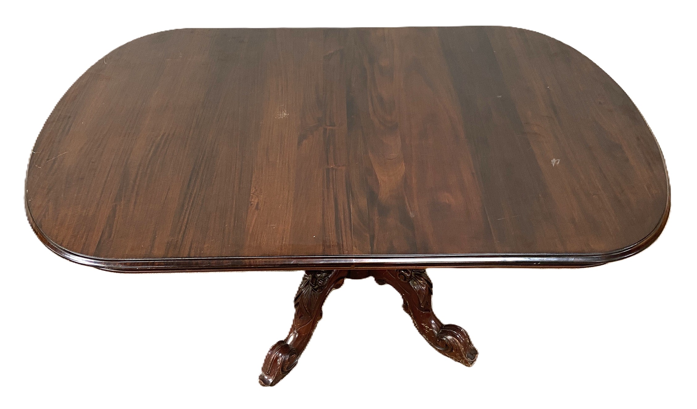 A Victorian style mahogany breakfast table, 20th century, with an oval top on a leaf capped baluster - Image 3 of 11