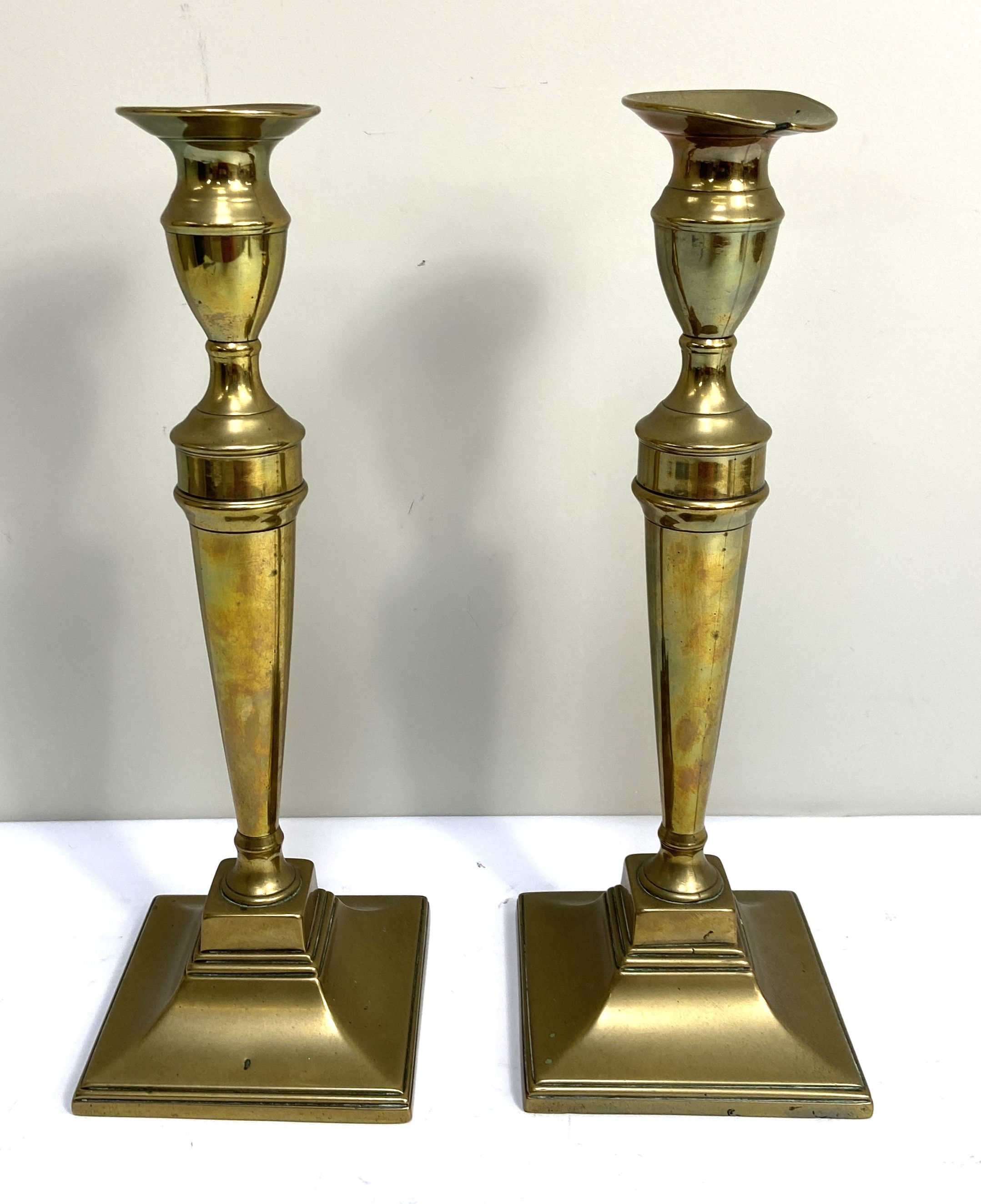 A 19th century copper and brass samovar, together with a pair of large brass candlesticks, the - Image 5 of 6