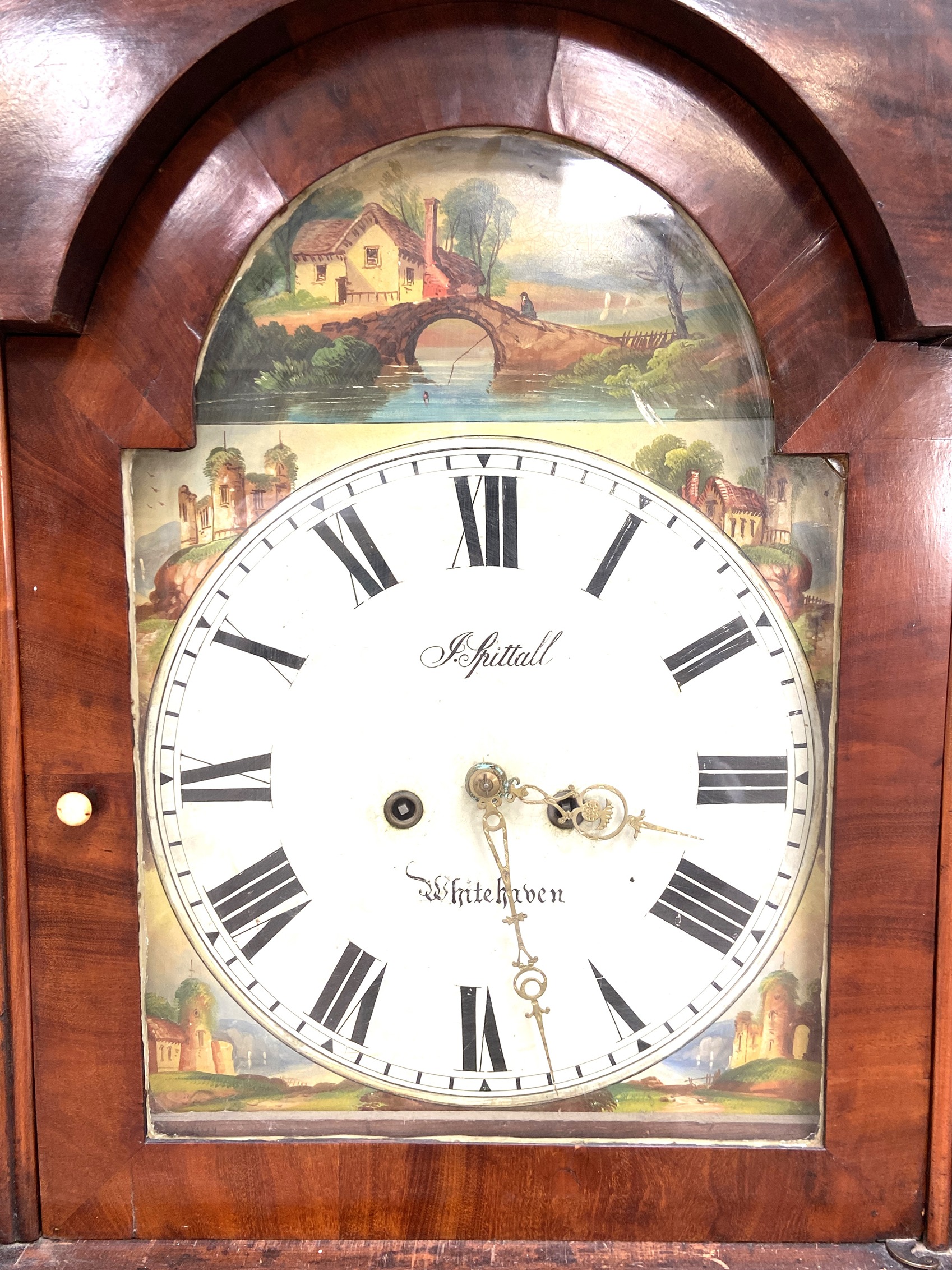 A mahogany eight day longcase clock, signed J. Spittell, Whitehaven, in a swan necked case,  the - Image 4 of 4