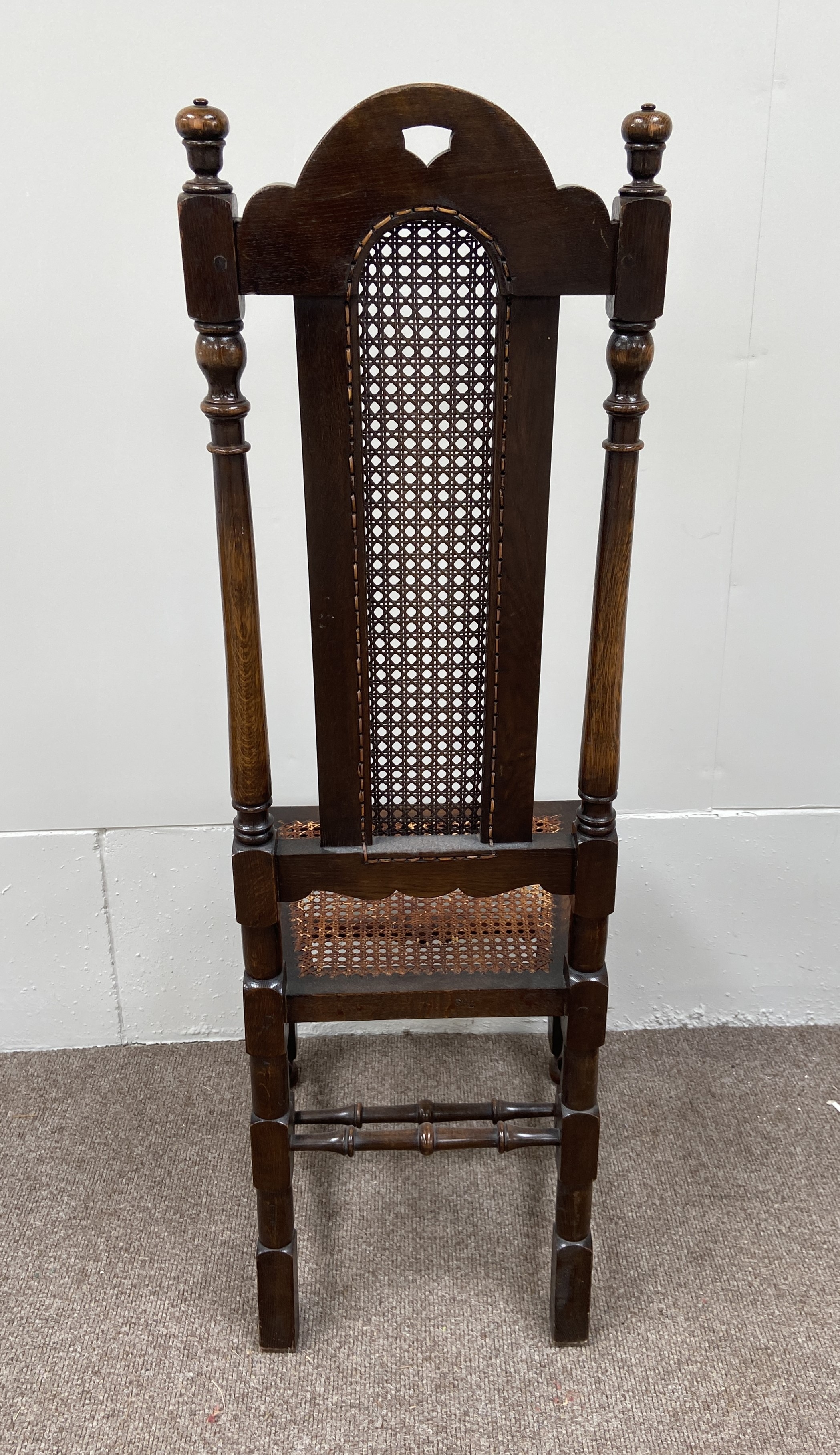 An oak Jacobean style hall chair, with caned seat; together with a Regency mahogany dining chair and - Image 6 of 11