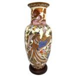 A modern Chinese ceramic table lamp base, the baluster vase decorated with Dragons and FengHuang