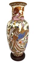 A modern Chinese ceramic table lamp base, the baluster vase decorated with Dragons and FengHuang