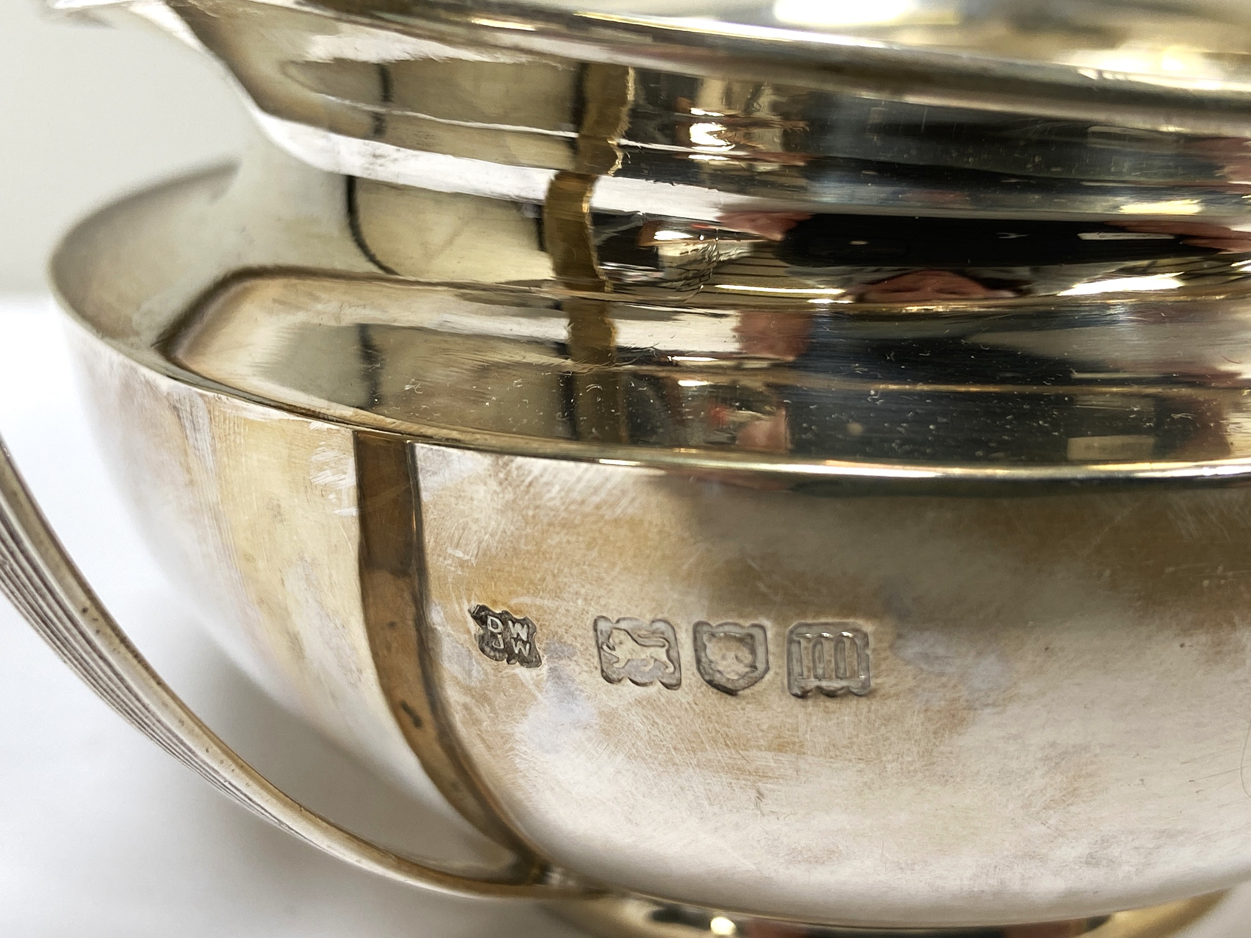 Assorted silver, including a modern cream jug, hallmarked Chester, 1939, with leaf capped handle; - Image 3 of 9