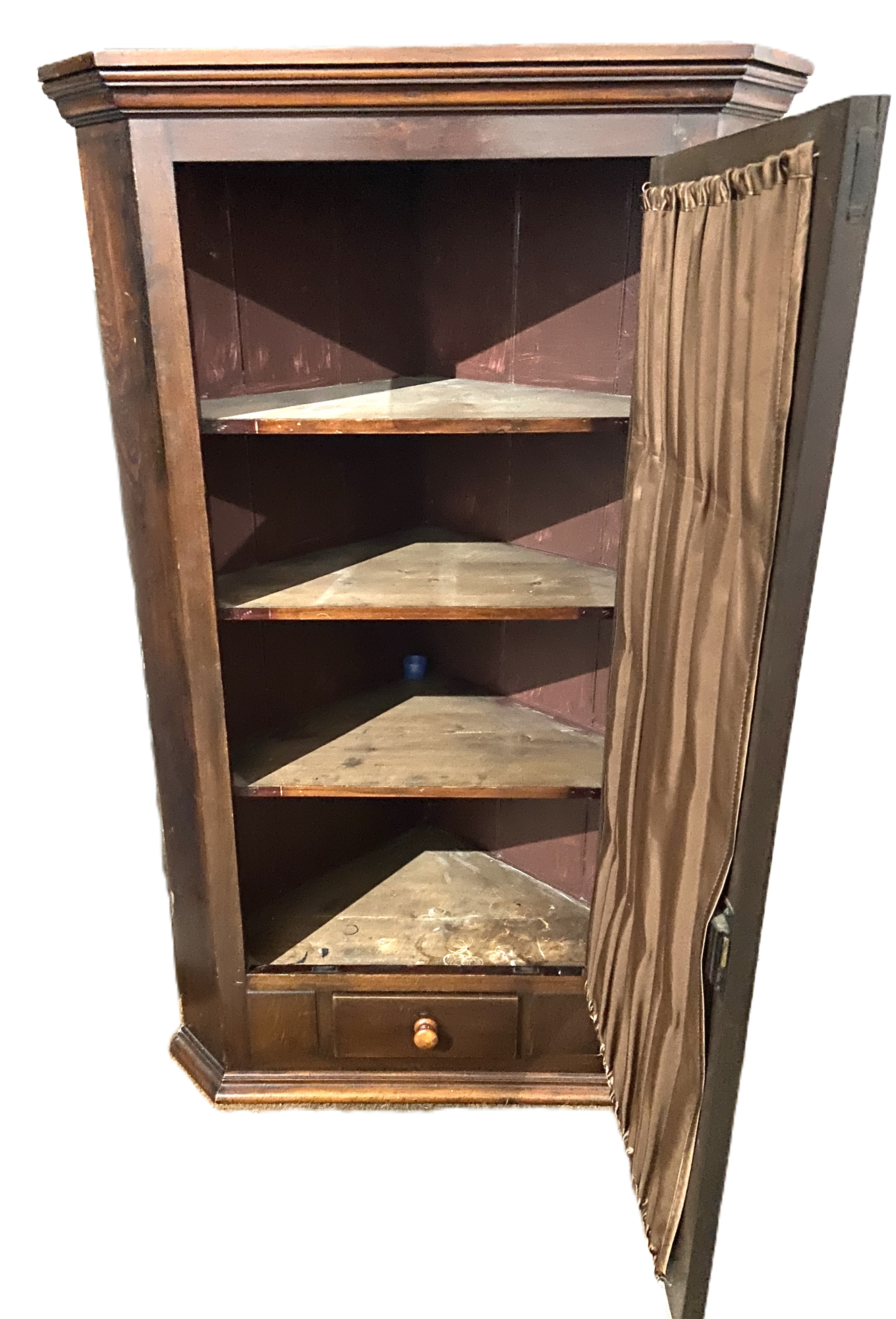 A 19th century glass fronted corner cabinet, with single drawer. 176cm high, 75cm wide - Image 3 of 4