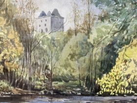 ERIC JOHNSTONE, Scottish (XX), A view of Newark Tower; A Scottish bridge ruin,  two watercolours,