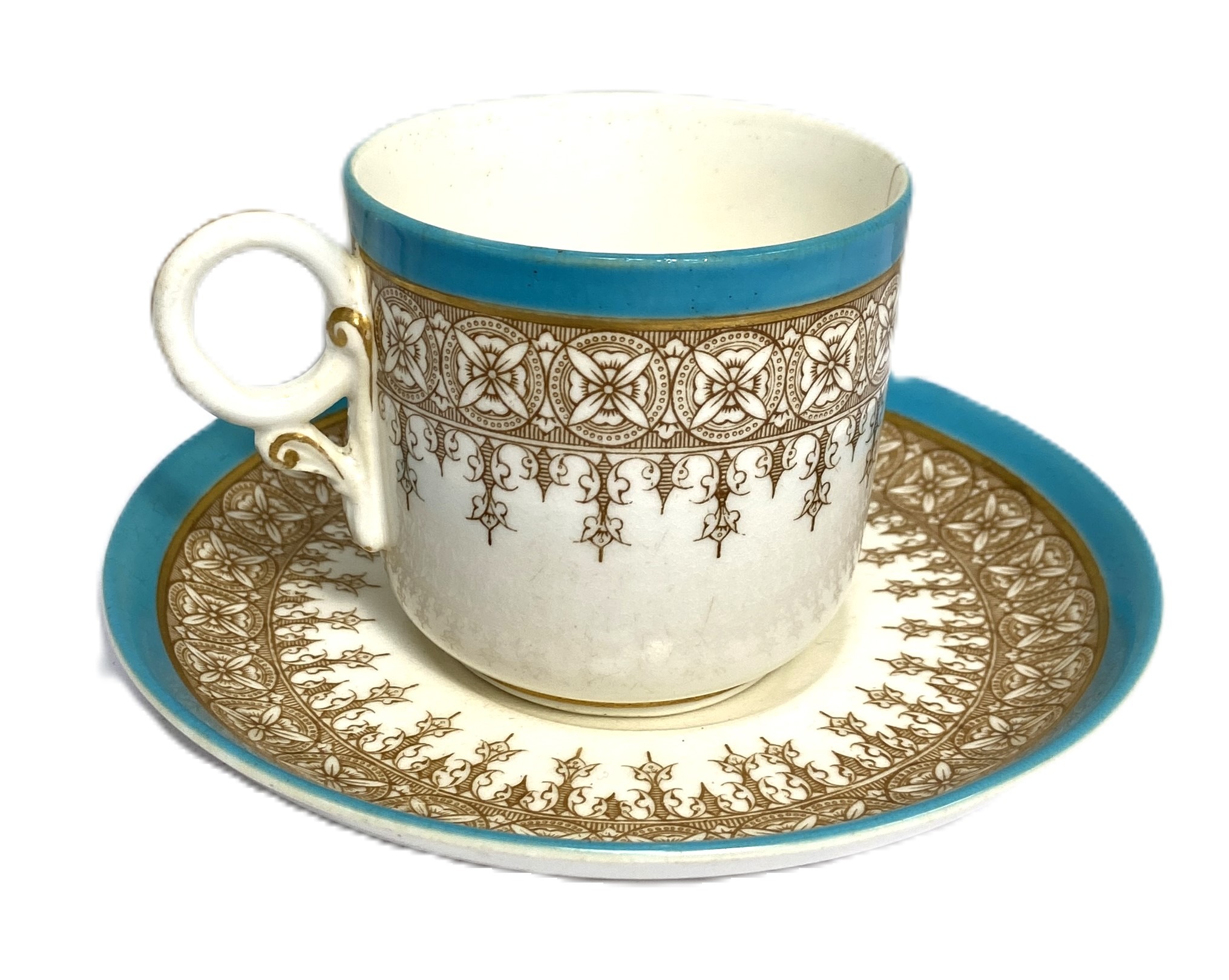 A Royal Worcester part coffee service, decorated with blue celeste and ornate gilt borders; also - Bild 4 aus 10