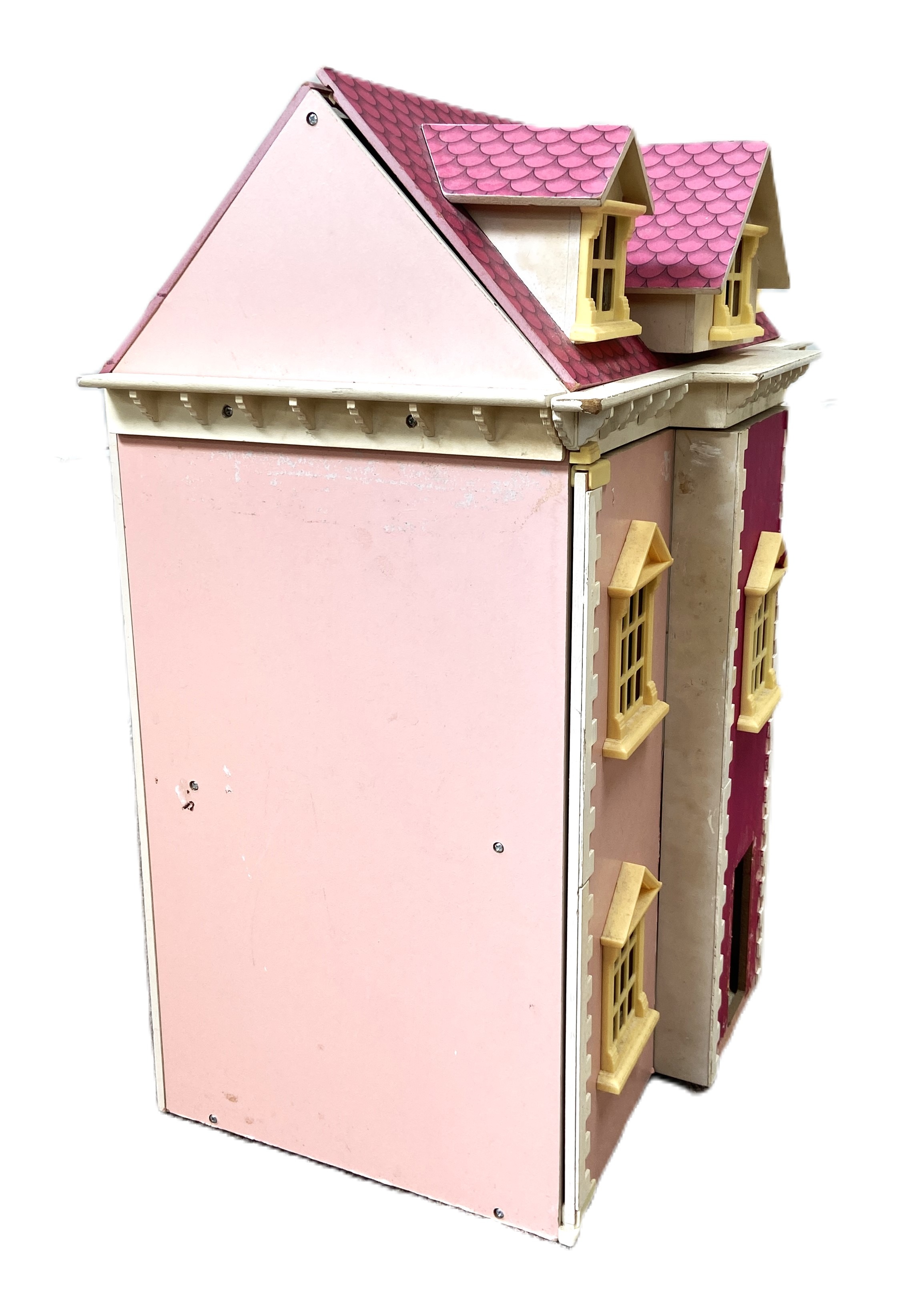 A Queen Anne style child’s Dolls House, with painted hinged front opening to four rooms, 57cm wide - Image 4 of 5