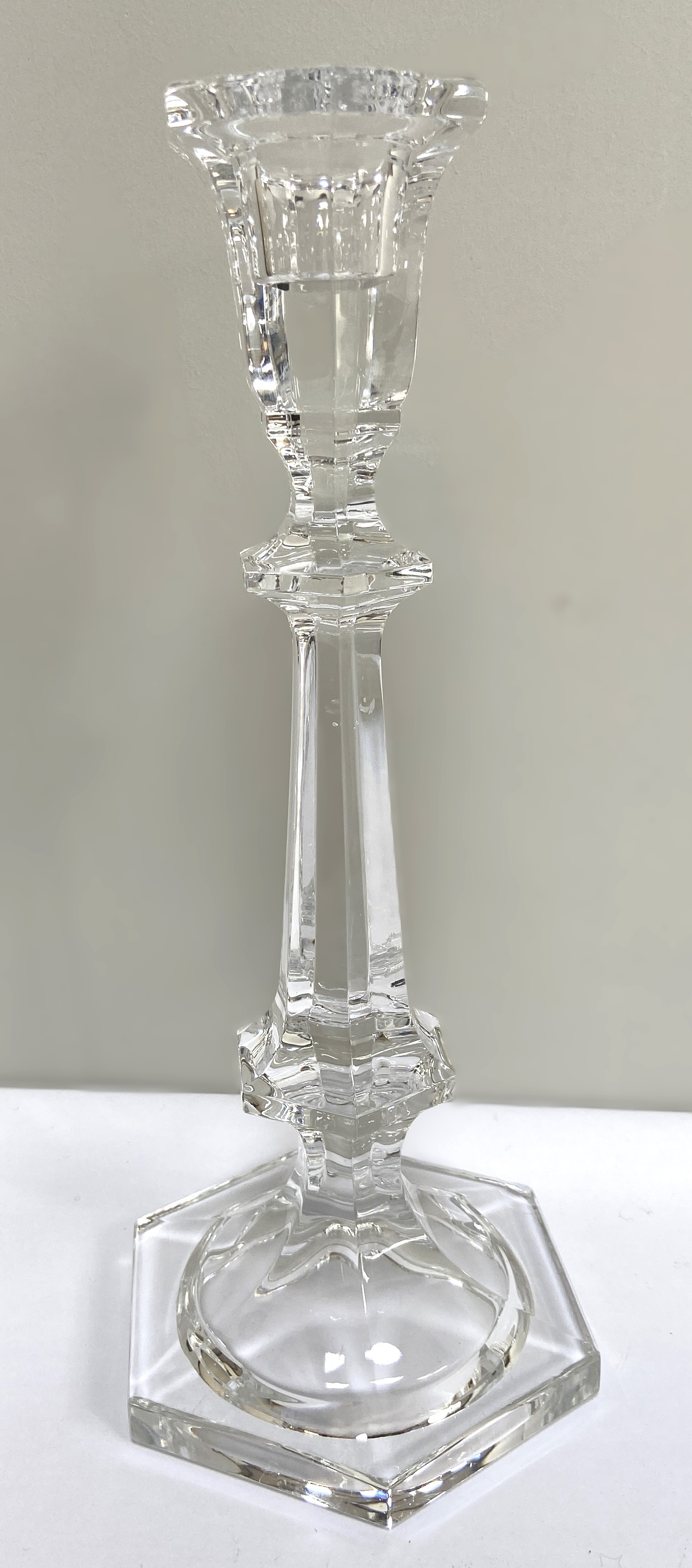 A collection of various cut glass jugs, a small pair of candlesticks, a flared vase and similar - Image 2 of 6