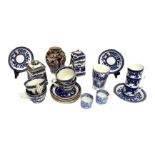 A selection of ceramics, including an Japanese Imari pattern vase, and assorted blue and white
