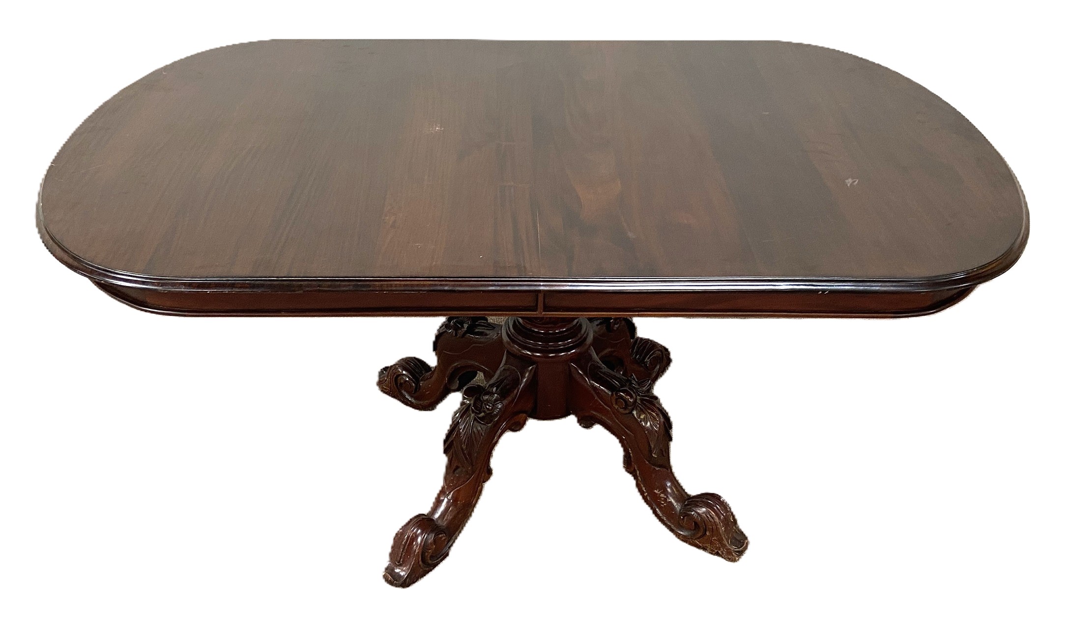 A Victorian style mahogany breakfast table, 20th century, with an oval top on a leaf capped baluster - Bild 2 aus 11