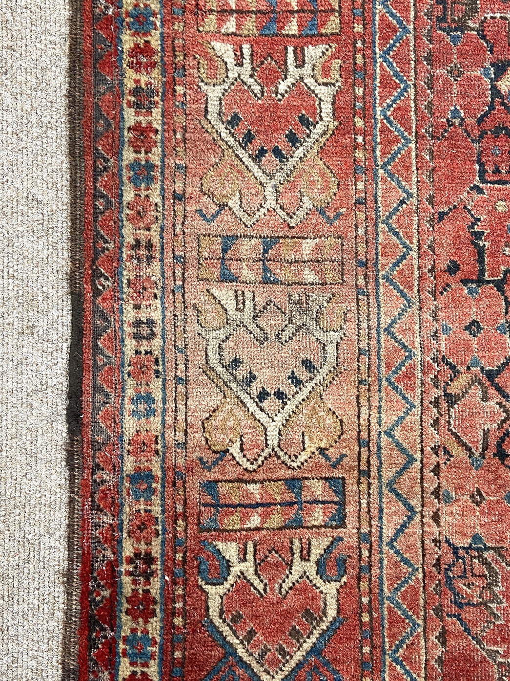 An interesting Beshir Kelleh carpet, probably Turkmenistan, circa 1900, the central field with - Image 4 of 4
