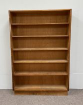 A vintage open bookcase, with five shelves, together with another smaller (2)