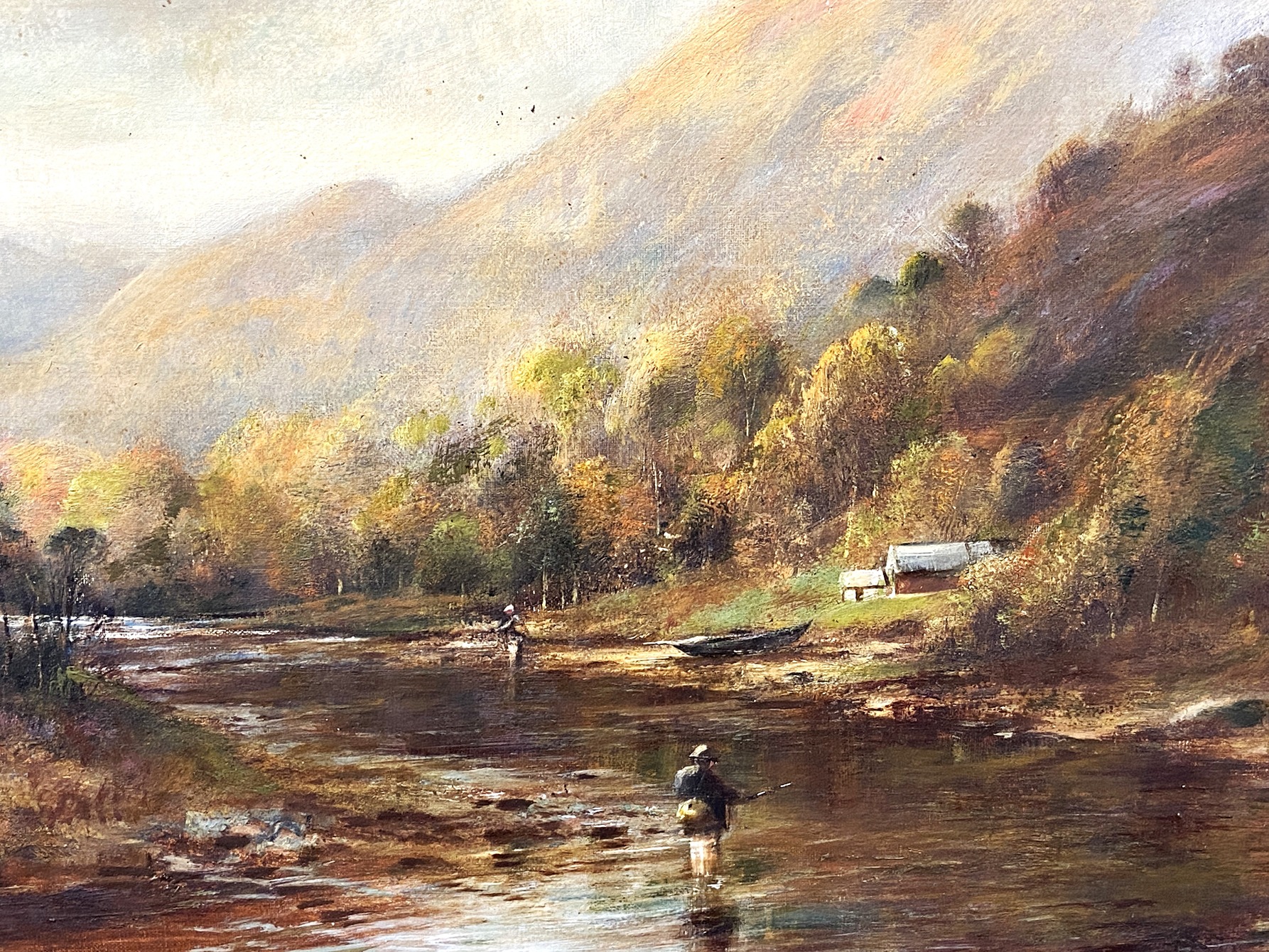 J.L MACDONALD, Scottish, 19th century, Fly Fishing in the Highlands,  oil on canvas, signed LL: J.