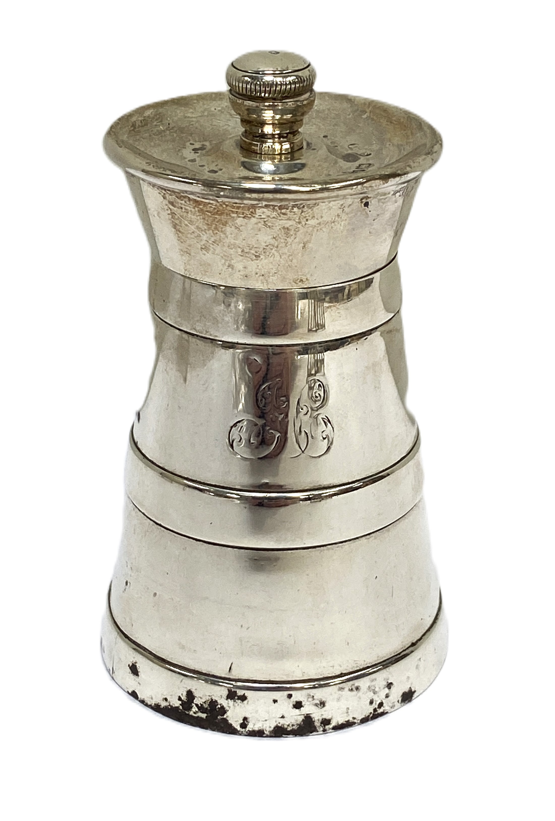 A silver pepper grinder, Birmingham 1905, of capstan form; together with a pair of four section - Bild 5 aus 7