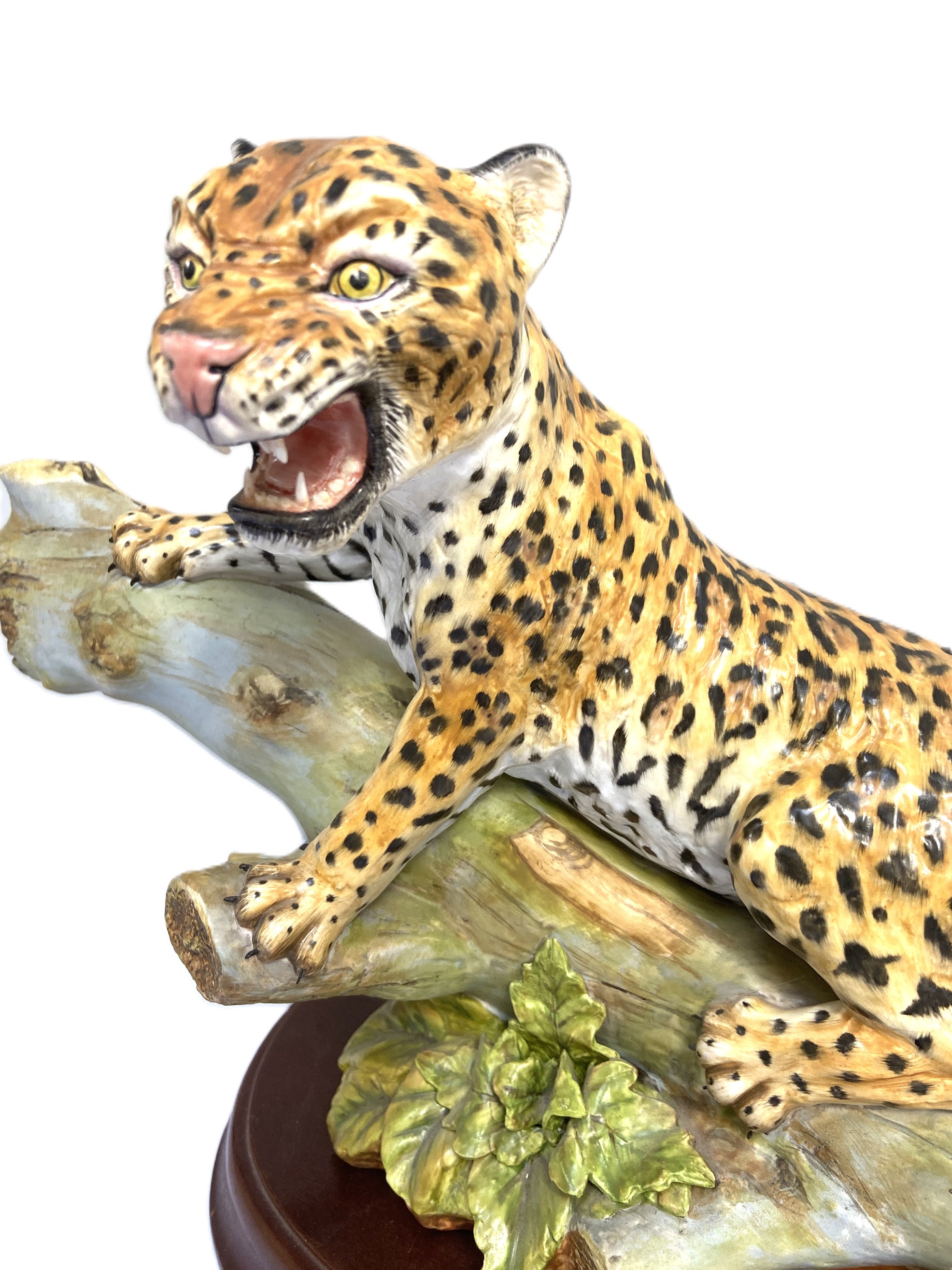 A limited edition Renaissance porcelain figure of a Jaguar, decorated in colours, naturalistically - Image 3 of 4