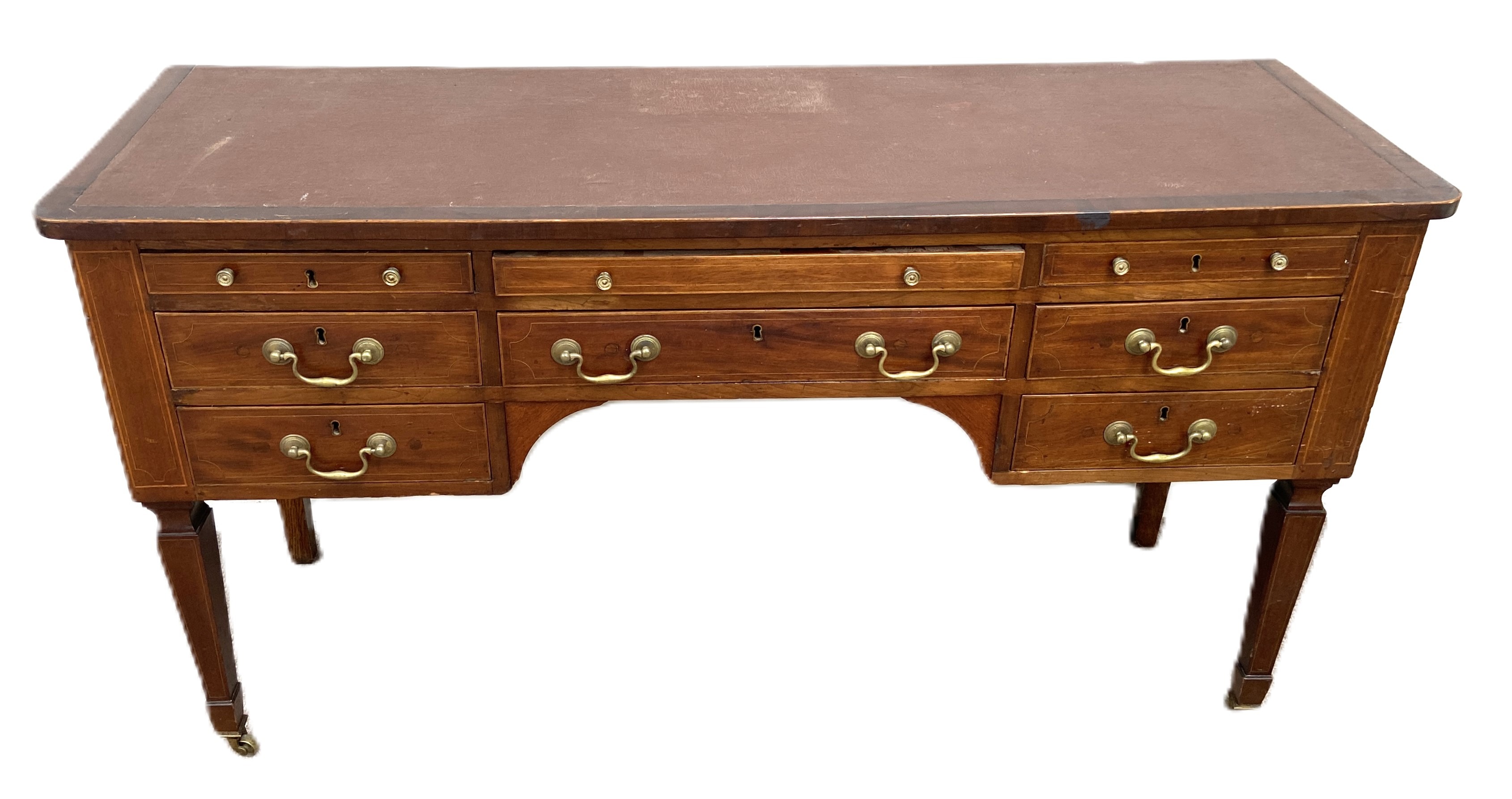 A Georgian style  mahogany combined sideboard, writing table, late 18th century and later - Image 2 of 6