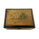 A selection of Victorian Mauchline boxes, including a glove box with print of Ruins of St Regulus,