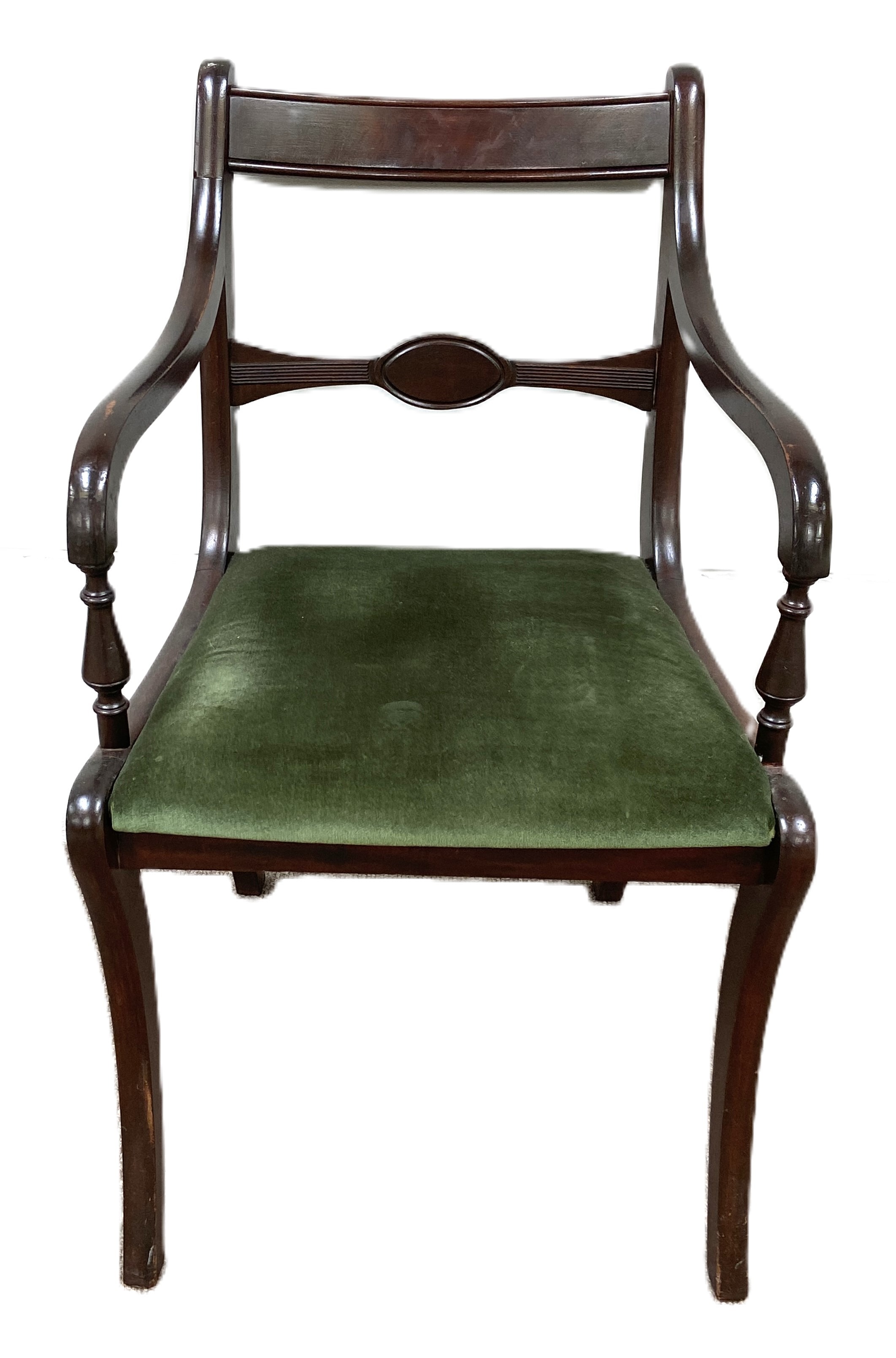A late Regency mahogany armchair, with reeded back, arms and legs; and another similar Regency style - Bild 2 aus 7