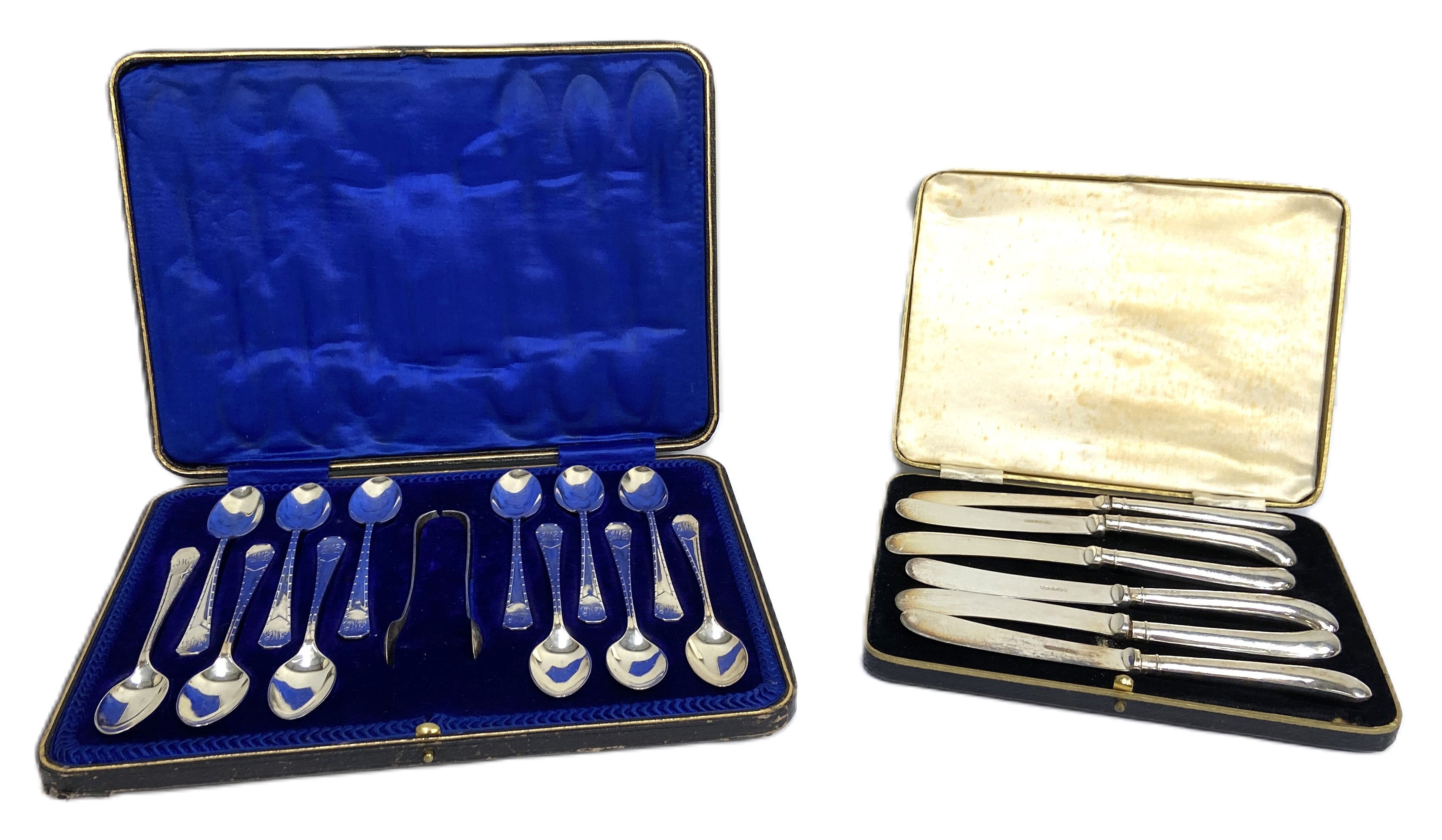 A group of assorted cased silver and silver plated flatware, including two cased sets of twelve - Image 4 of 11