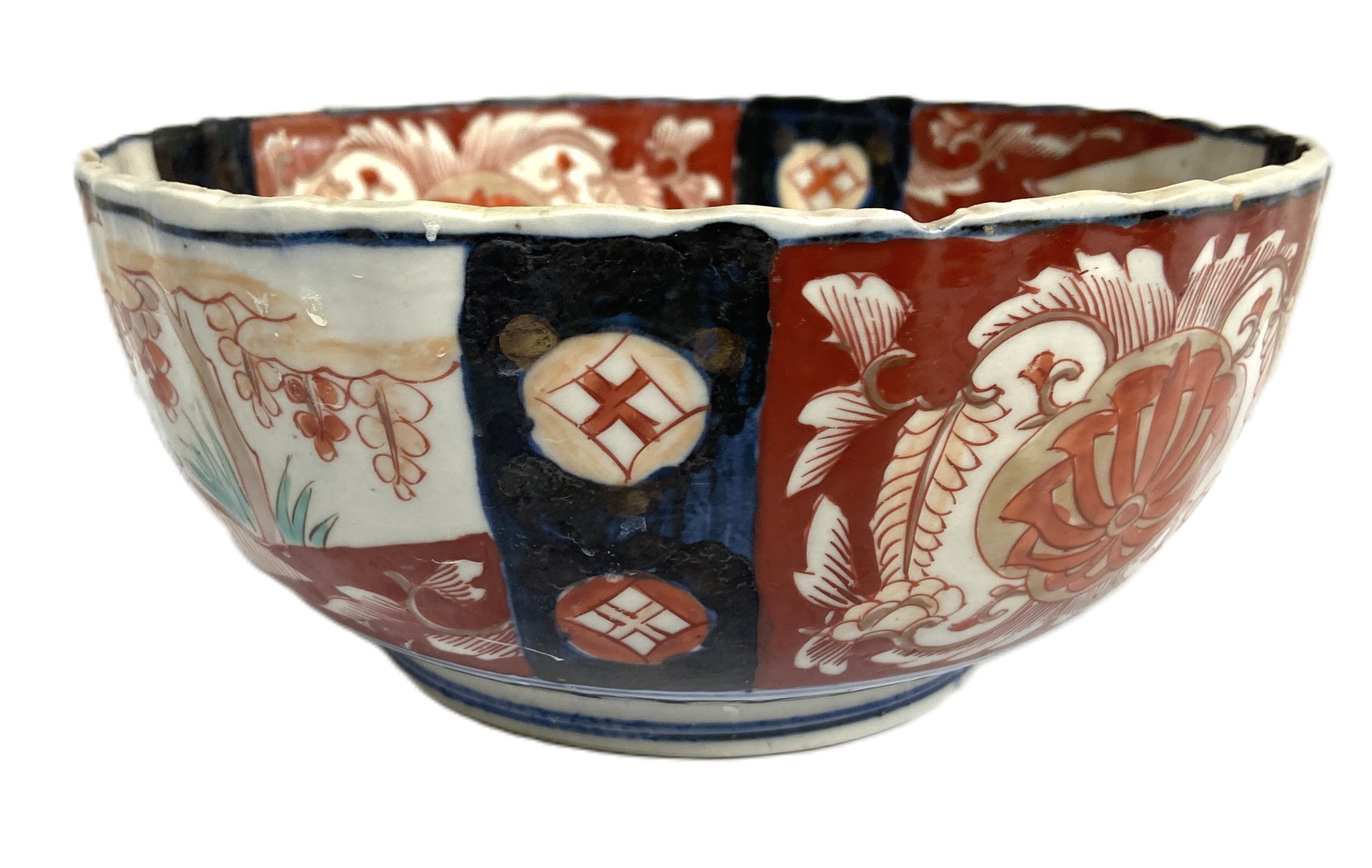A Chinese export famille verte porcelain punch bowl, probably Qianlong, 18th century, decorated with - Image 4 of 7