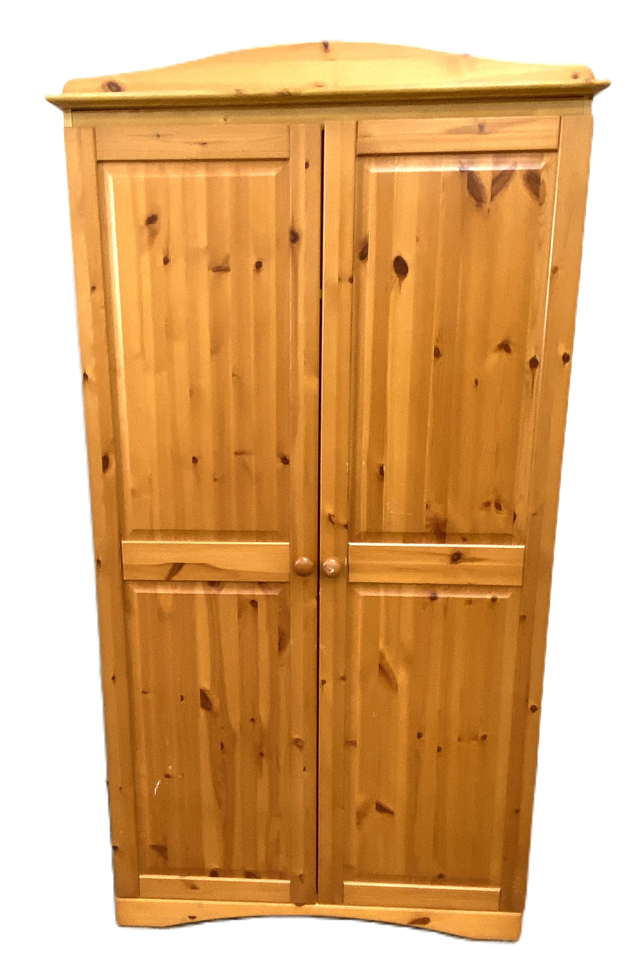 Two modern pine veneered wardrobes, both with two panelled doors, 180cm high (2) - Image 2 of 6