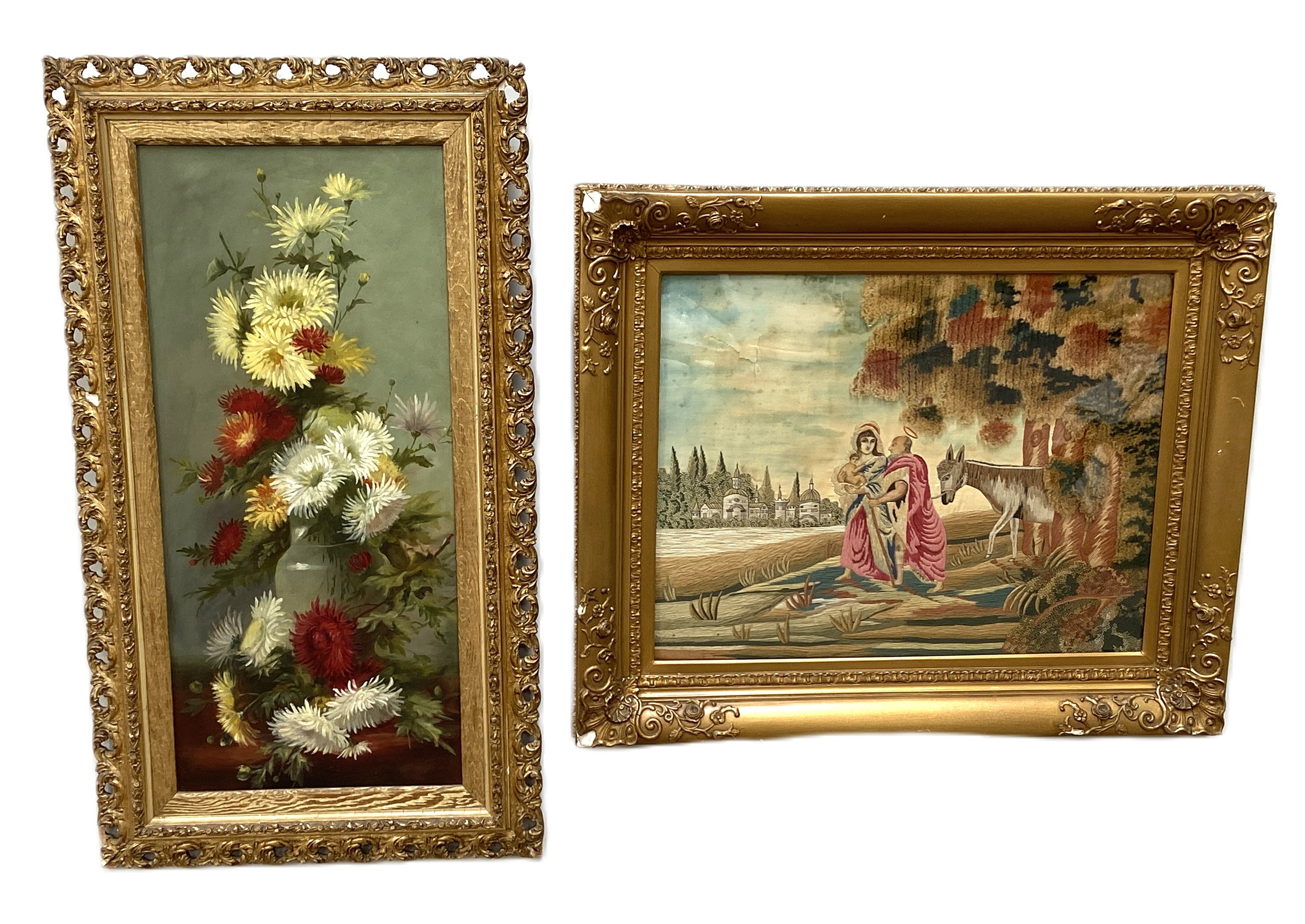 CONTINENTAL SCHOOL, CIRCA 1900, Still Life of Flowers in a Vase, set in a gilt frame; also a - Image 2 of 9